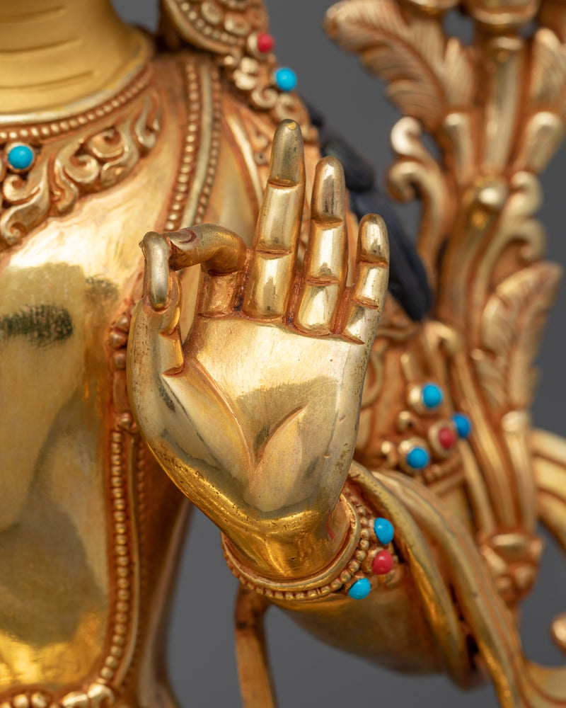 Traditionally Crafted Manjushri Bodhisattva Figurine | Embodiment of Wisdom