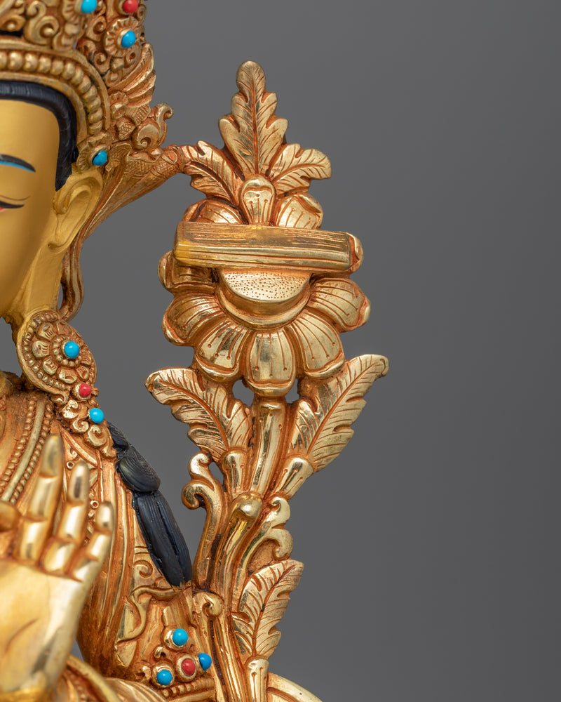 Traditionally Crafted Manjushri Bodhisattva Figurine | Embodiment of Wisdom