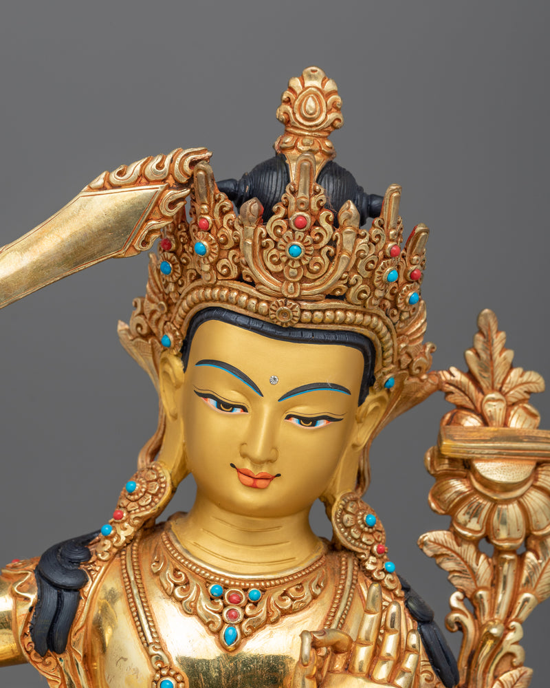 Traditionally Crafted Manjushri Bodhisattva Figurine | Embodiment of Wisdom