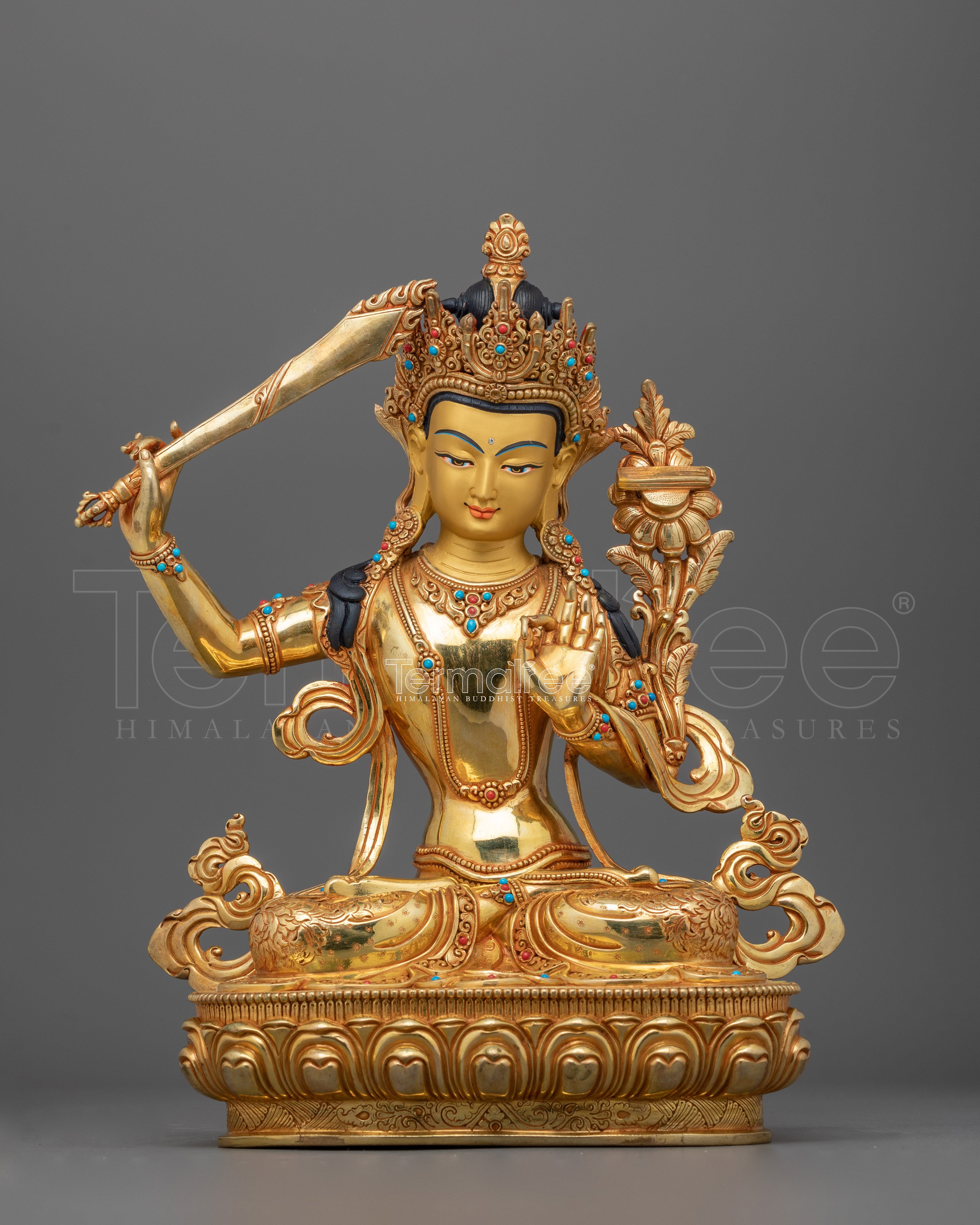 Traditionally Crafted Manjushri Bodhisattva Figurine | Embodiment of Wisdom