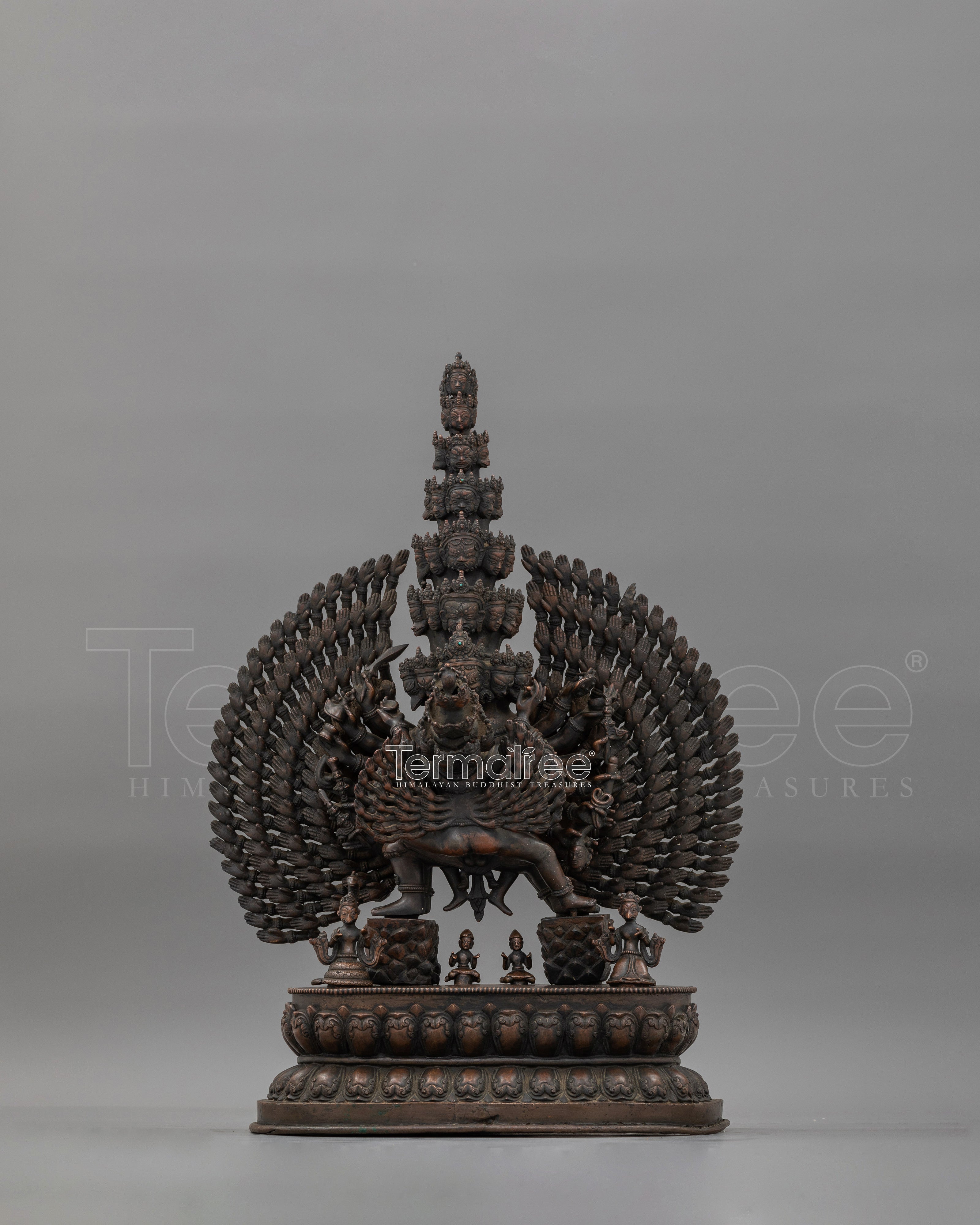Oxidized Copper Yidam Vishwaroopa Figurine | The Universal Form of Divine Glory