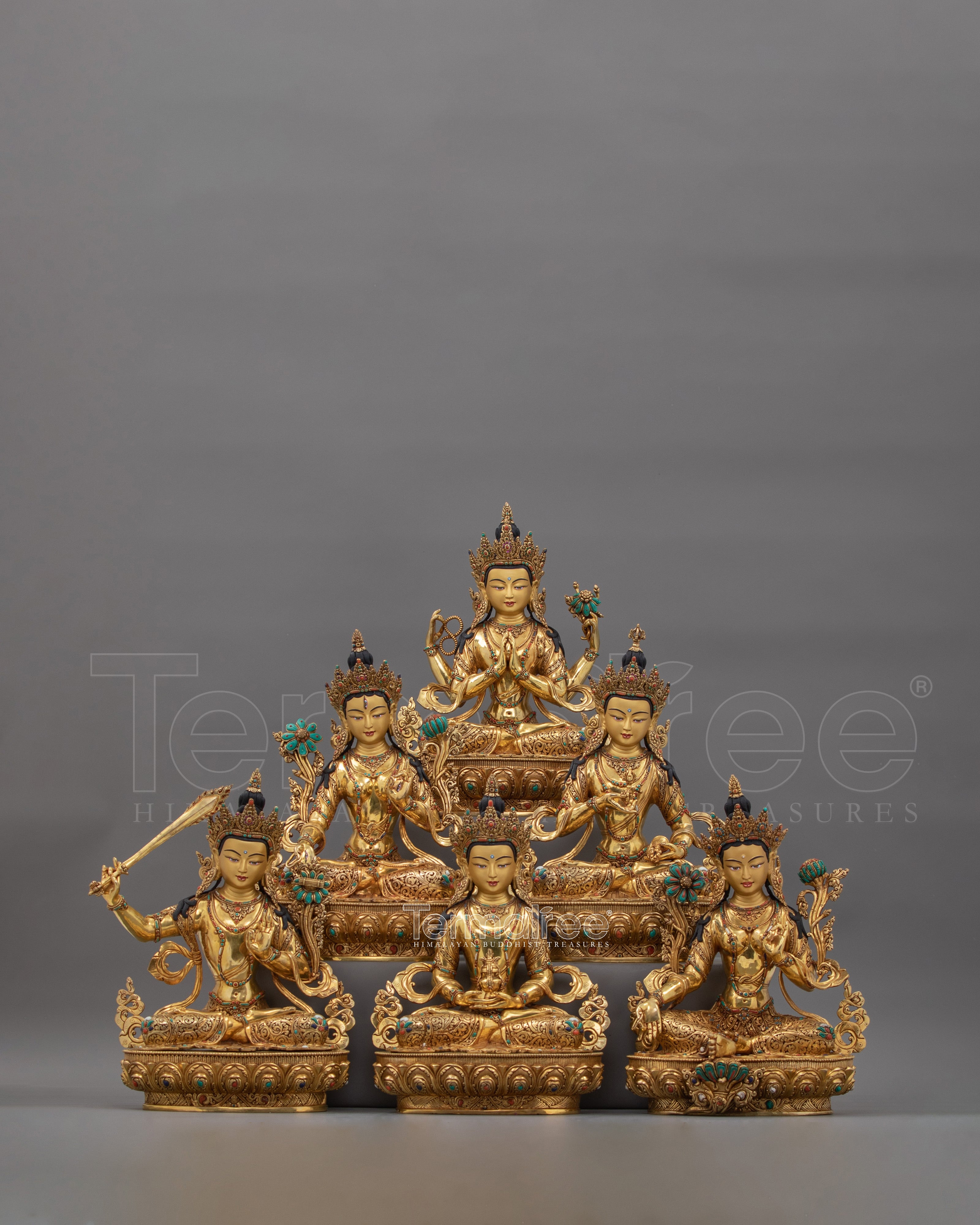 Handmade Sacred Bodhisattva Set | Collection Of Bodhisattvas of Wisdom Figures