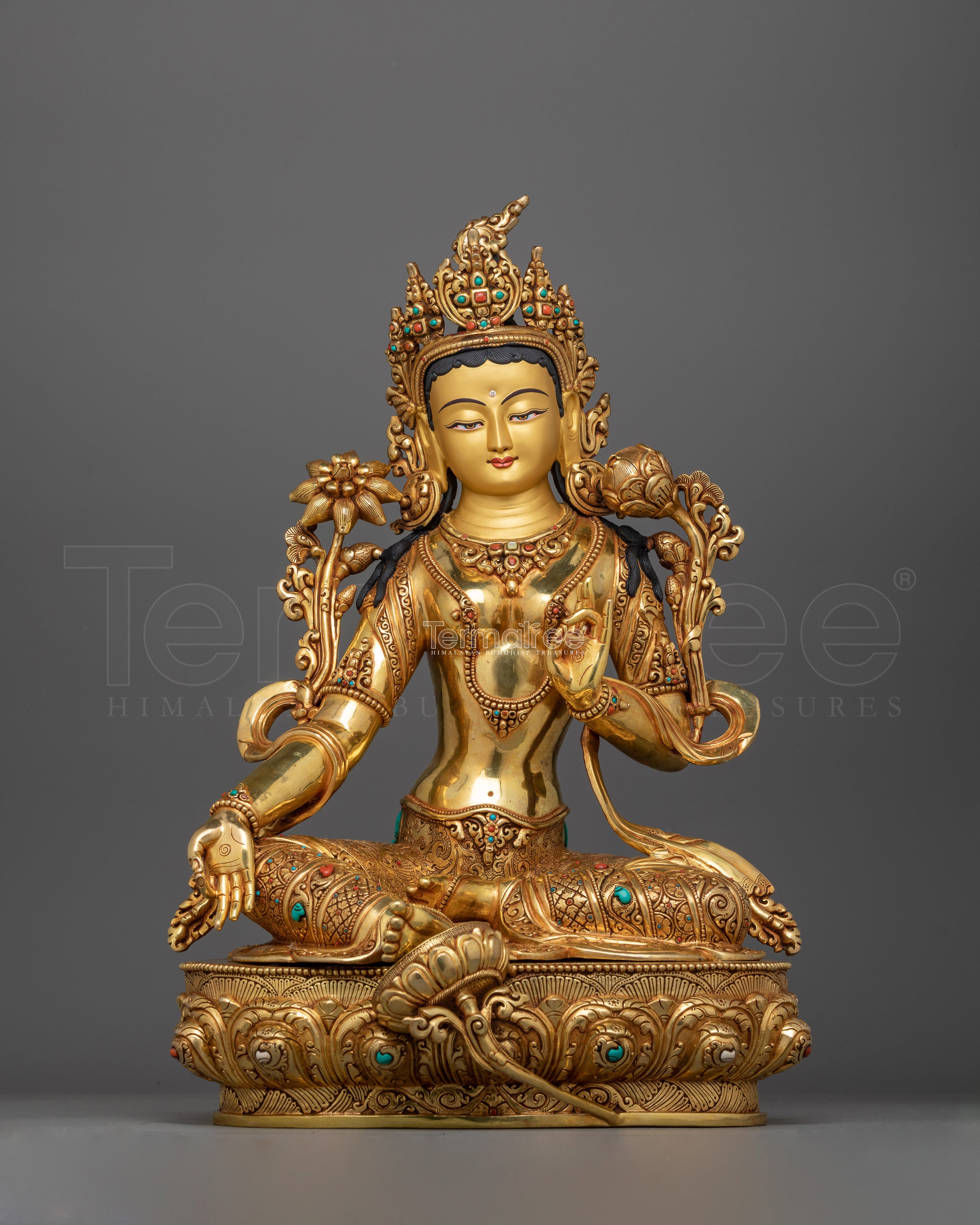 Embrace Healing and Protection with Green Tara Statue | Liberation Goddess Figurine