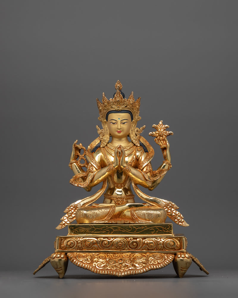 Four Armed Bodhisattva Chenrezig Statue | Deity of Compassion and Mercy
