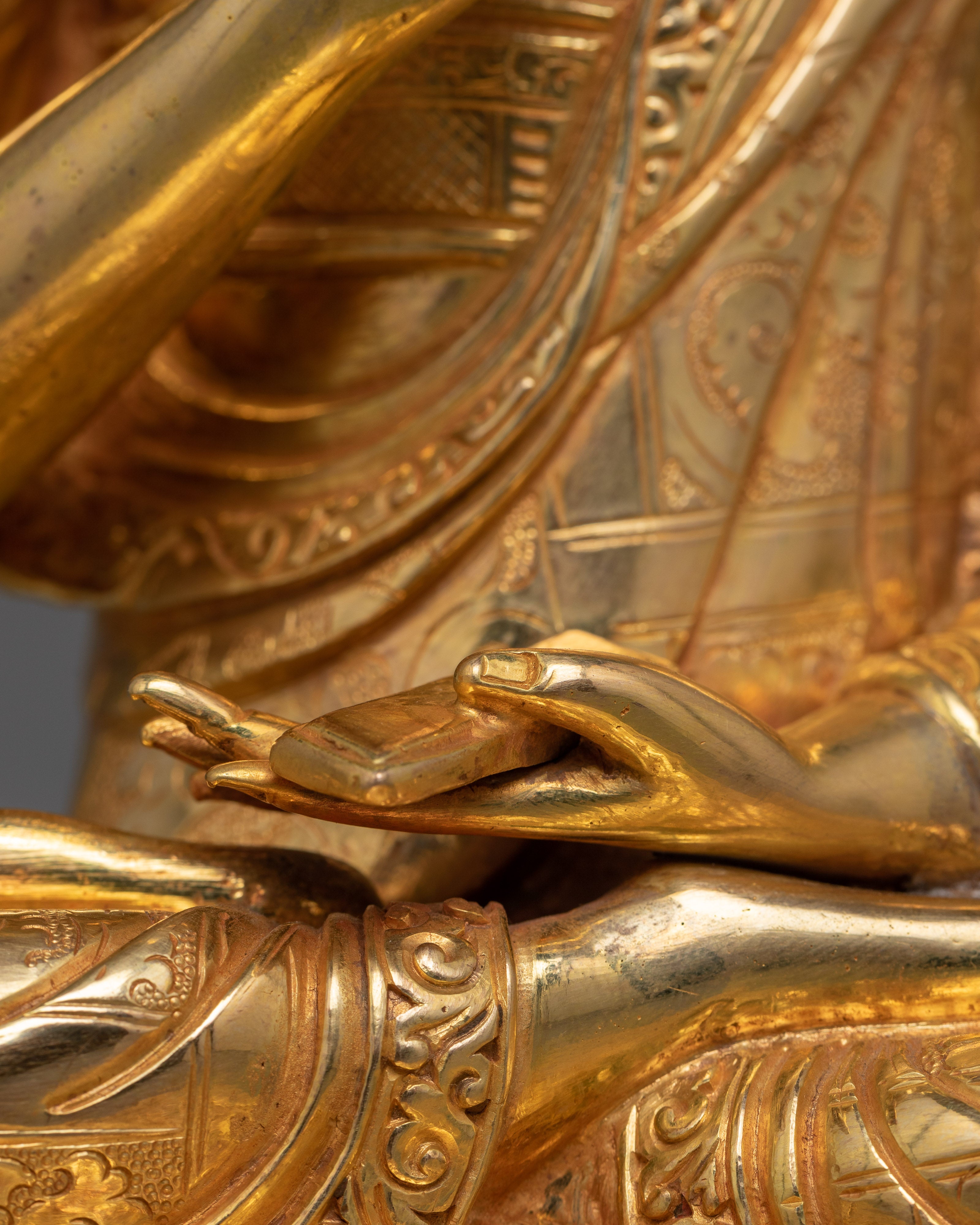 Enlightened Wisdom Tsongkhapa and Disciple Set Sculpture | Nepali Artisan Handcraft