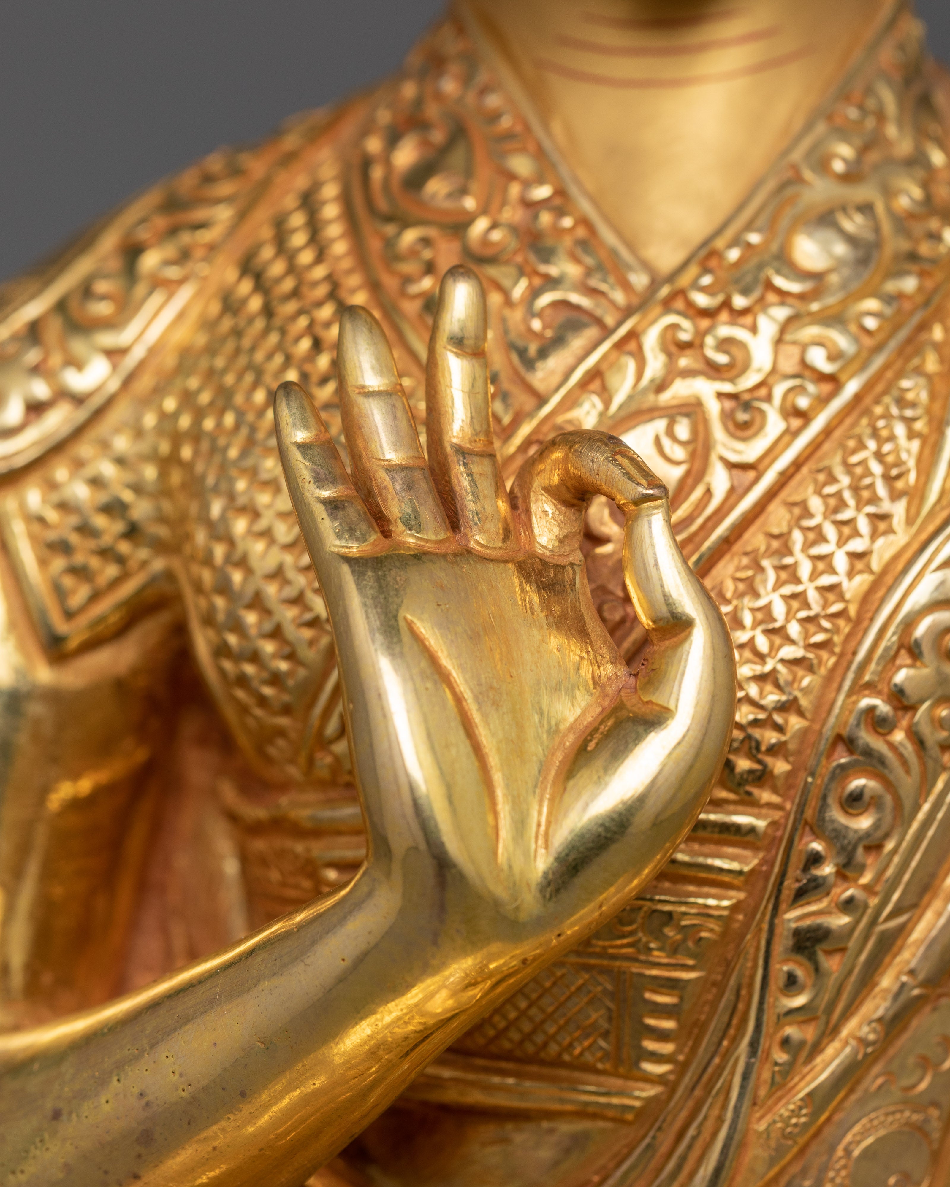 Enlightened Wisdom Tsongkhapa and Disciple Set Sculpture | Nepali Artisan Handcraft