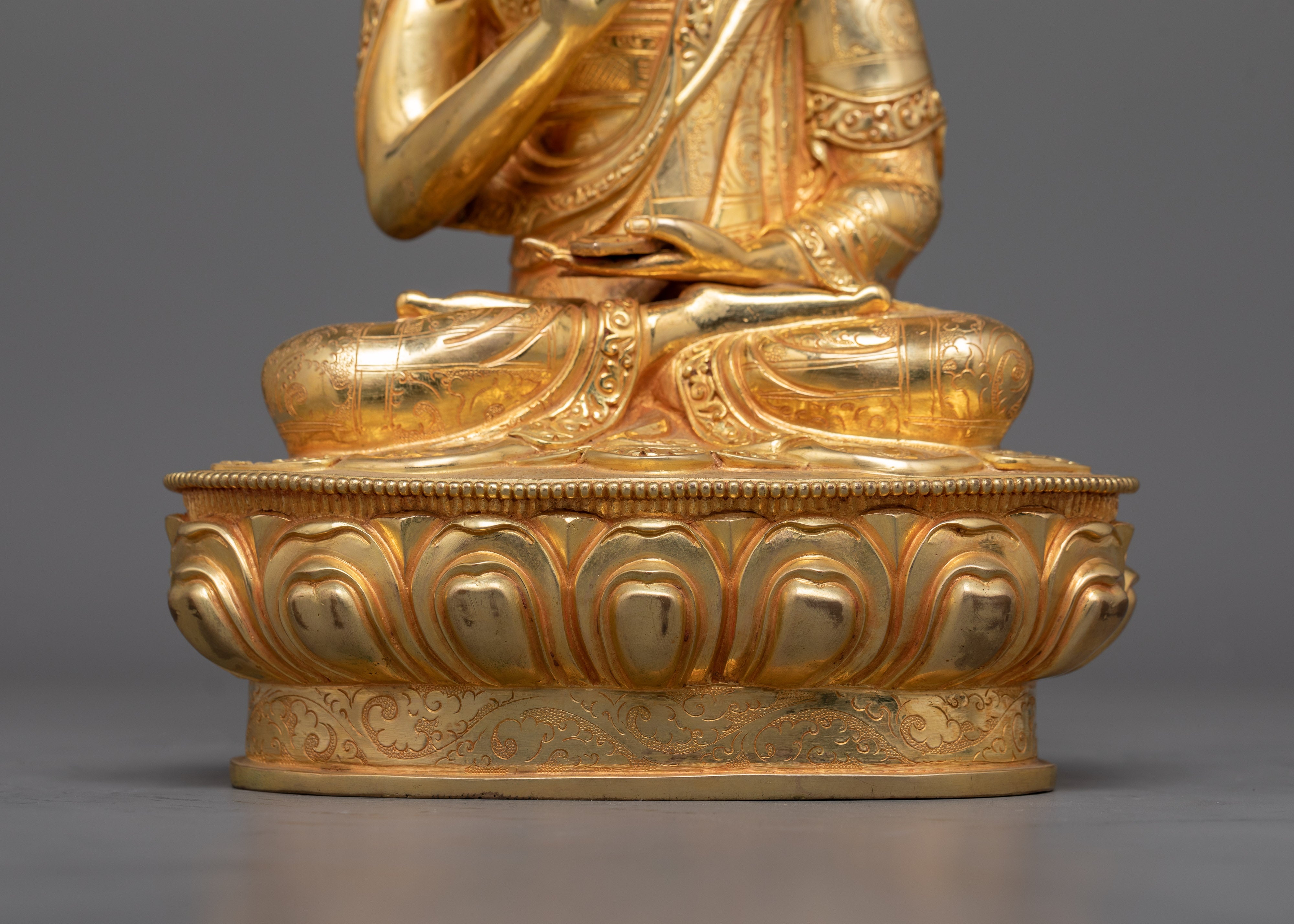 Enlightened Wisdom Tsongkhapa and Disciple Set Sculpture | Nepali Artisan Handcraft