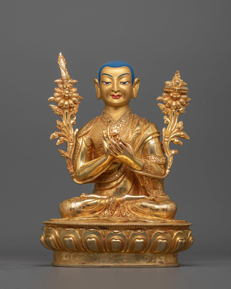 Enlightened Wisdom Tsongkhapa and Disciple Set Sculpture | Nepali Artisan Handcraft