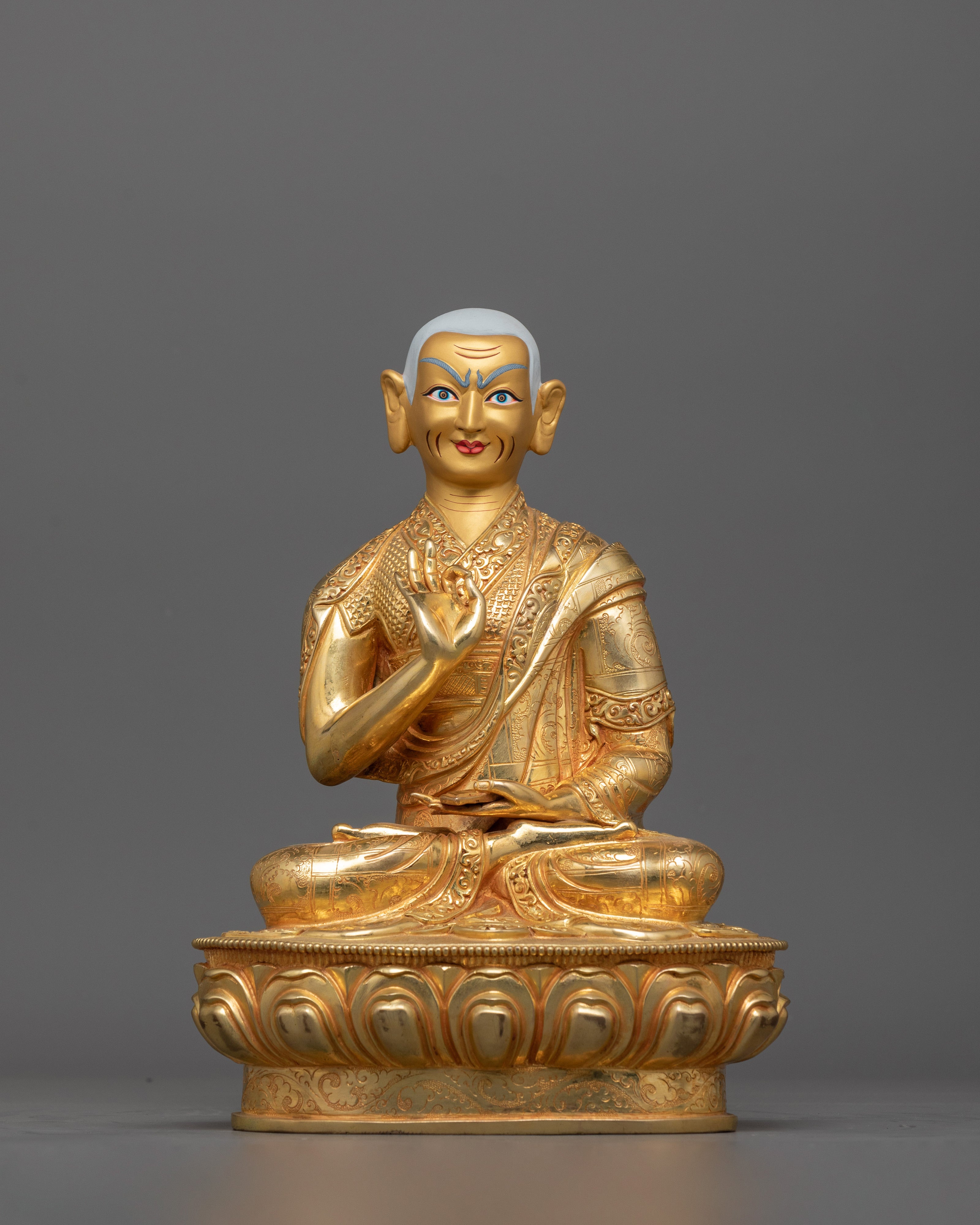 Enlightened Wisdom Tsongkhapa and Disciple Set Sculpture | Nepali Artisan Handcraft