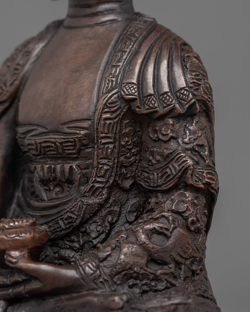 Holy Amitabha Oxidized Buddha Statue | Pure Land Buddhism Art