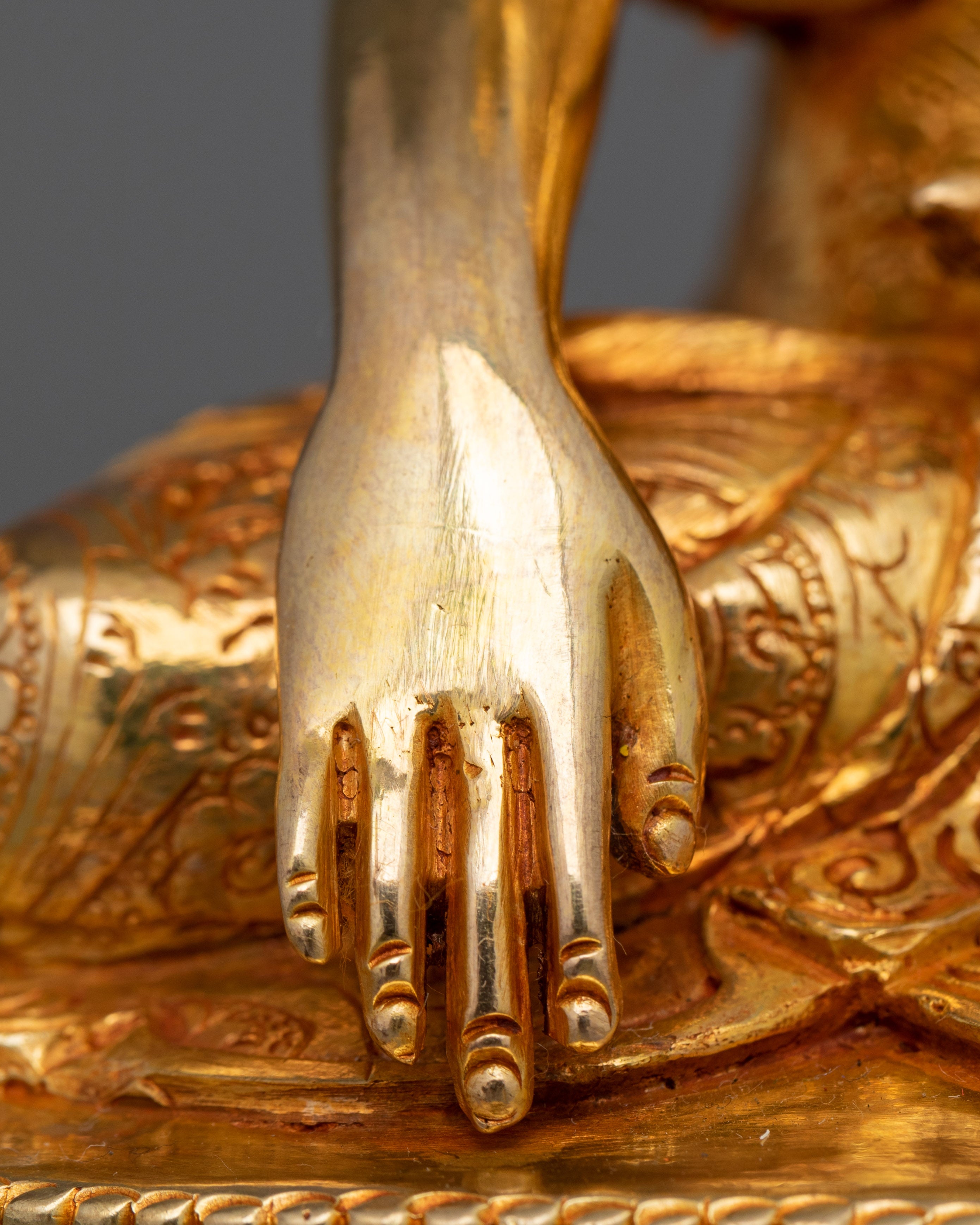 Handcrafted Enlightened Buddha Shakyamuni Statue | 24K Gold Gilded Artwork