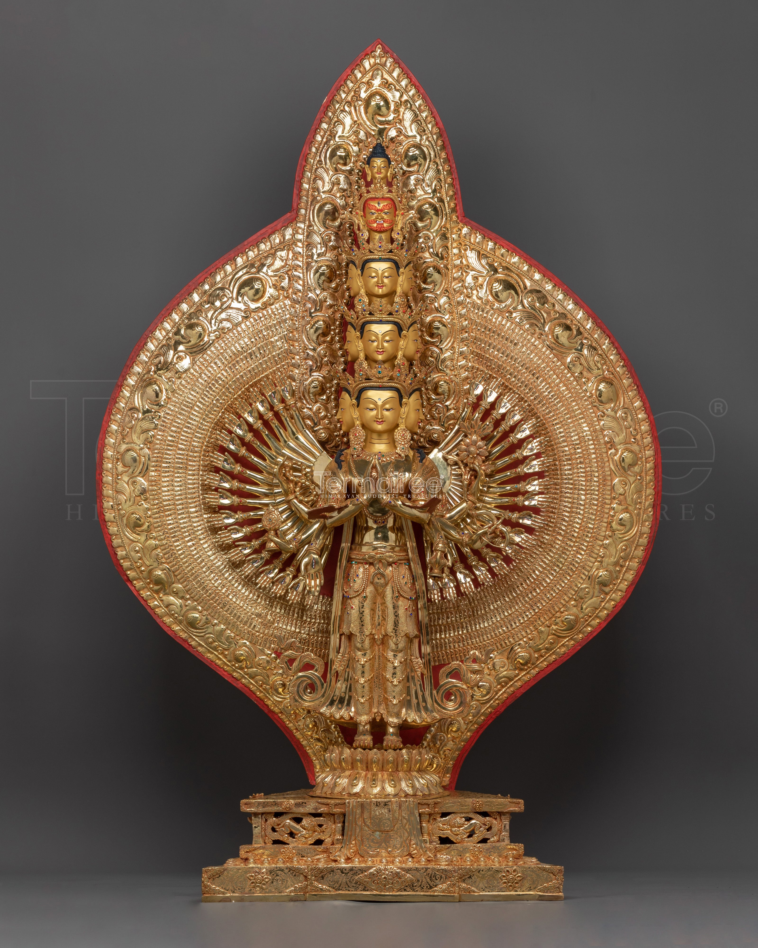 1000 Armed Chenresig Golden Statue | Bodhisattva Deity of Compassion Avalokiteshvara
