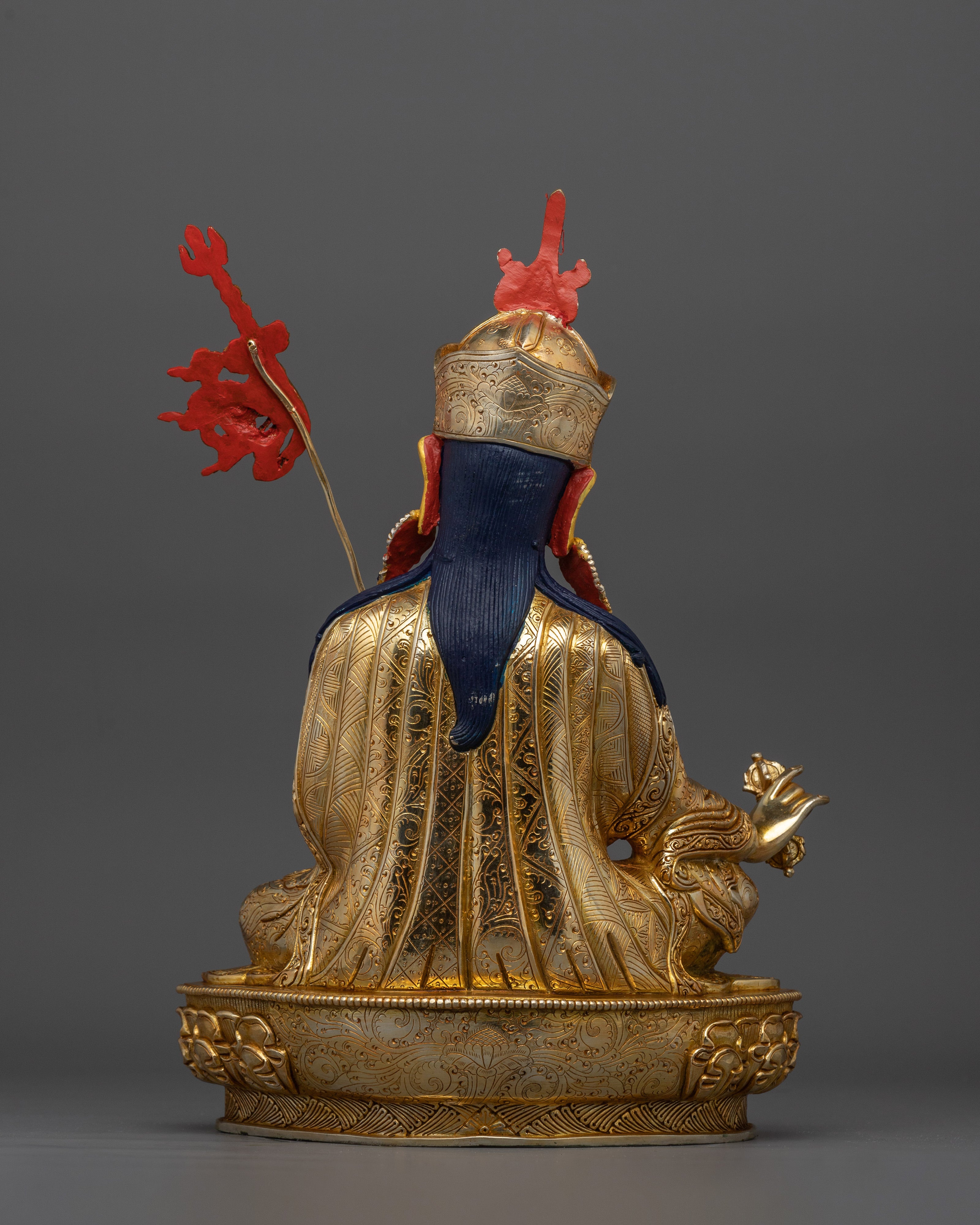 Guru Rinpoche Lotus-Born Tantric Master Statue | Handcrafted Gold Electroplated Artwork