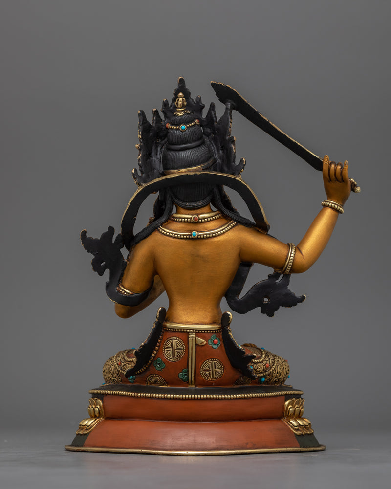 Jampelyang Manjushri Sculpture with Prajnaparamita Sutra | Tibetan Buddhist Decor