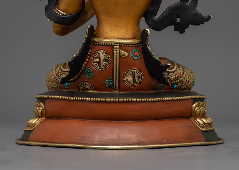 Jampelyang Manjushri Sculpture with Prajnaparamita Sutra | Tibetan Buddhist Decor