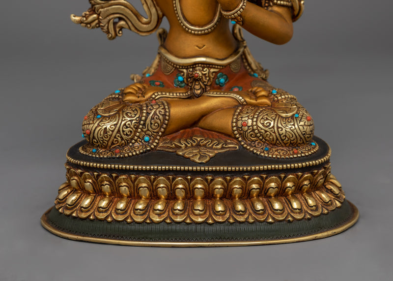 Jampelyang Manjushri Sculpture with Prajnaparamita Sutra | Tibetan Buddhist Decor