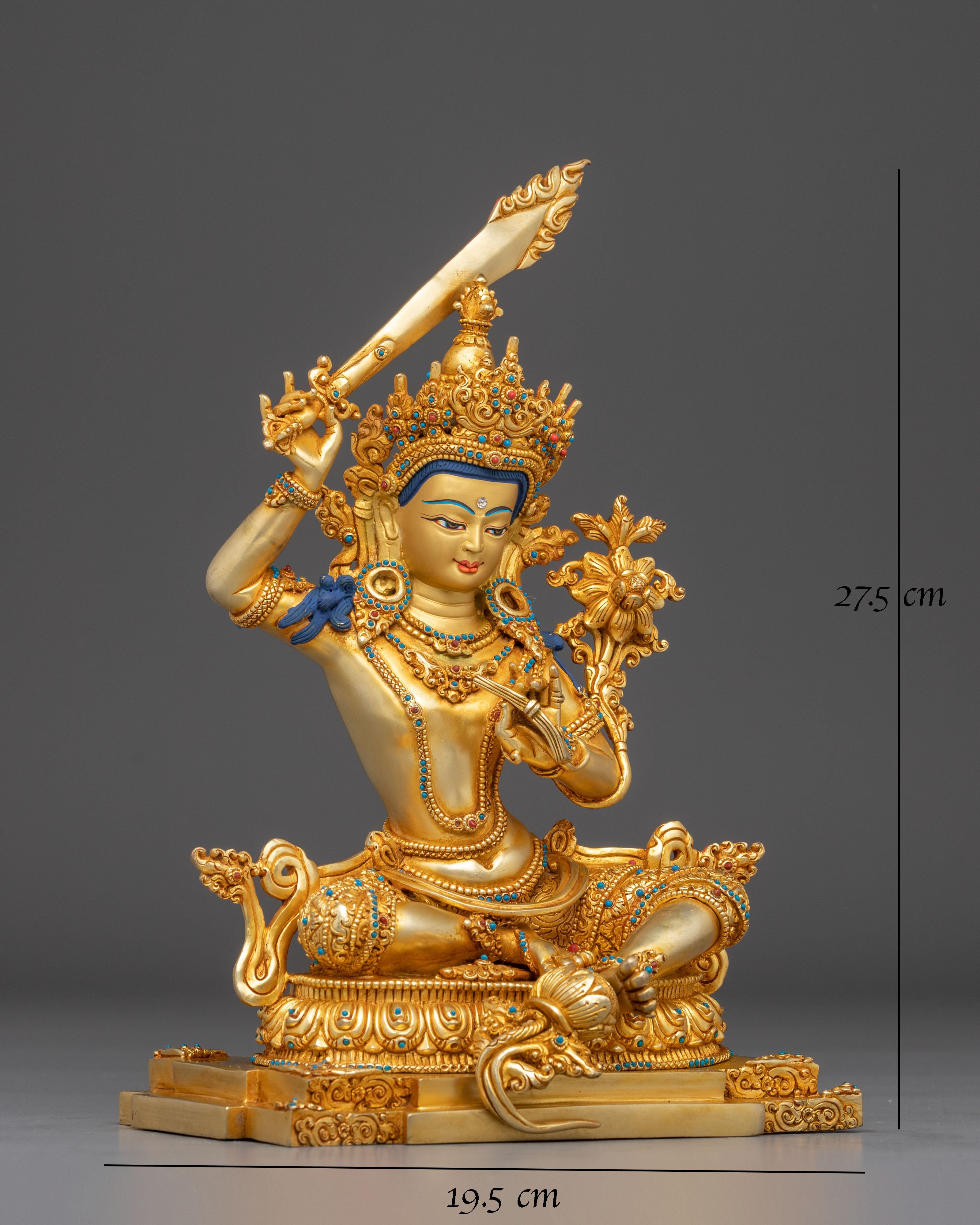 Handmade Figurine of Manjushri, The Wisdom Bodhisattva
