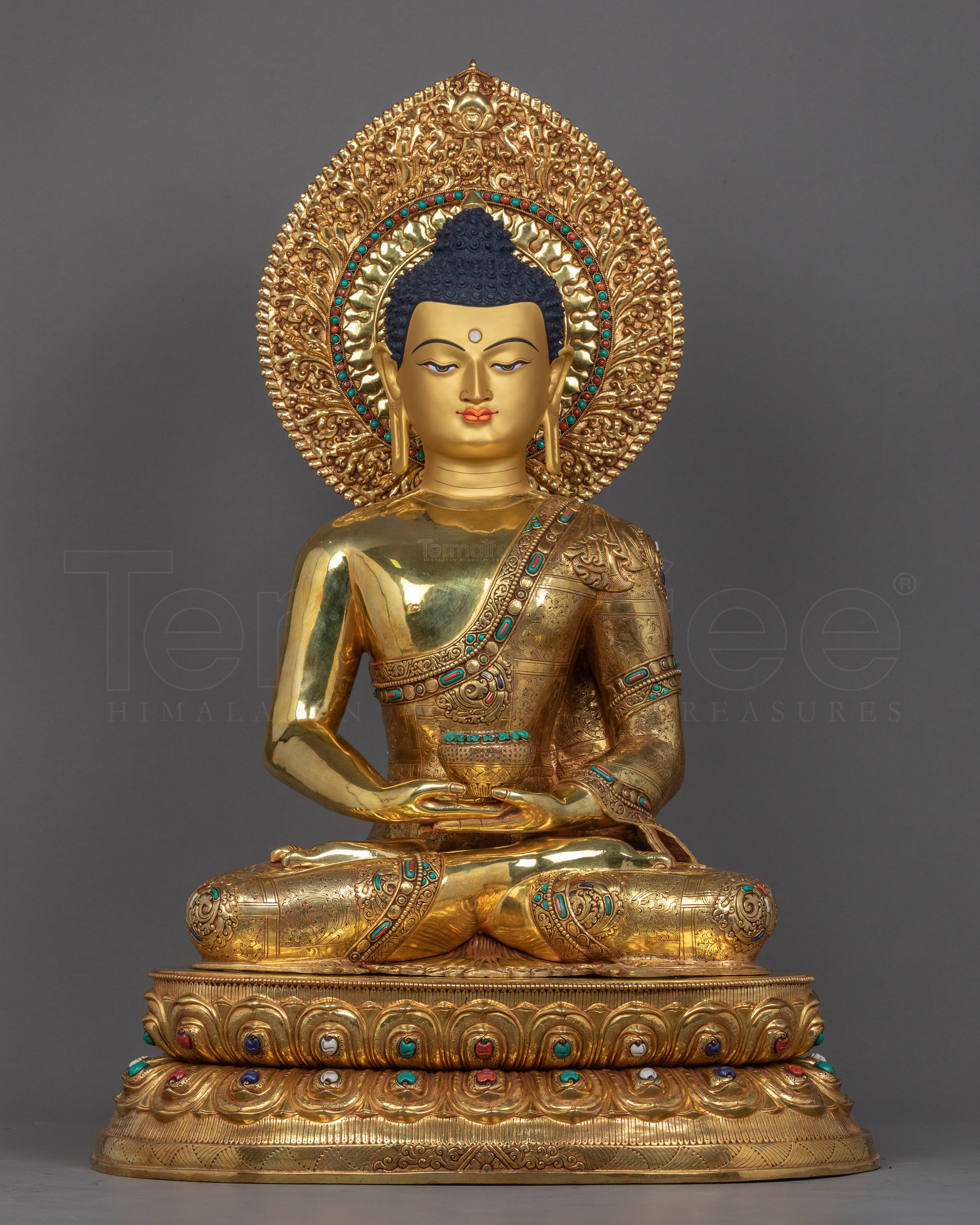 Amitabha Buddha Gold Statue | Traditionally Hand-Carved Buddhist Art - Termatree