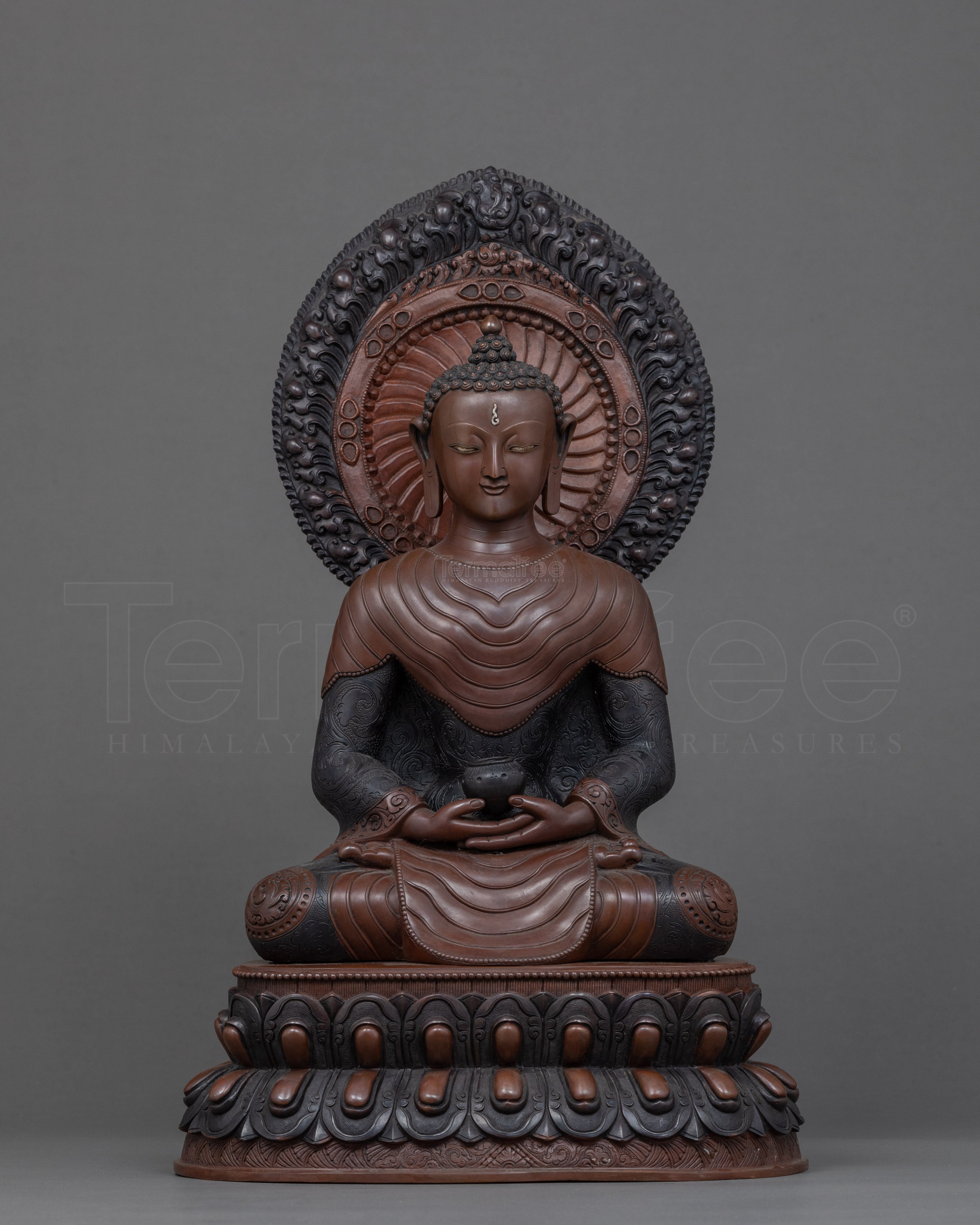 Amitabha Buddha Copper Statue | Traditional Hand Carved Sculpture