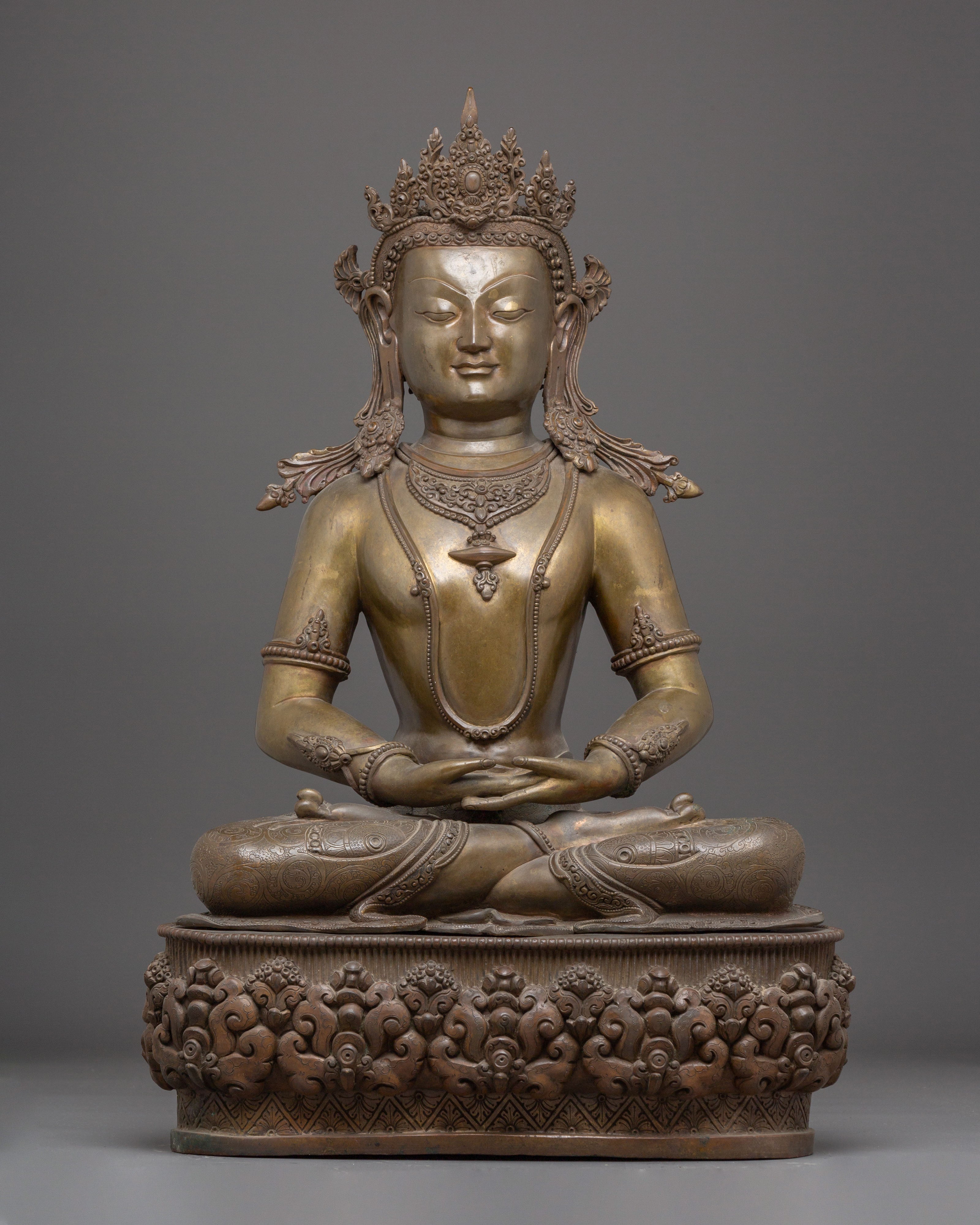 Statue of Amitabha Buddha: Copper Handmade Statue