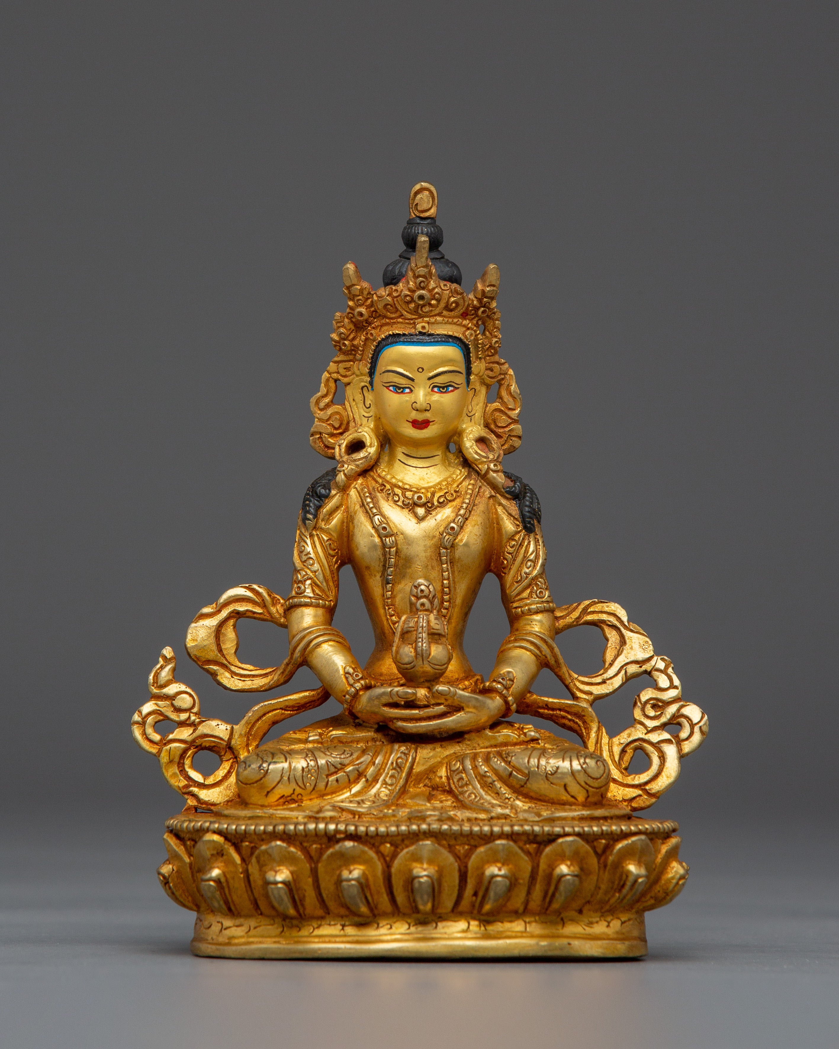 Spiritual Gold Gilded Amitayus Buddha Statue