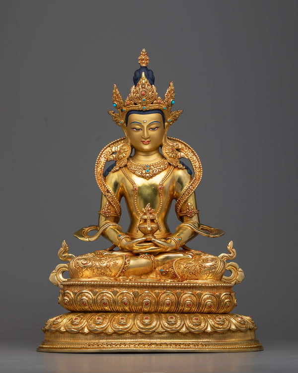 Gold Plated Amitayus Buddha Statue | Handmade in Nepal