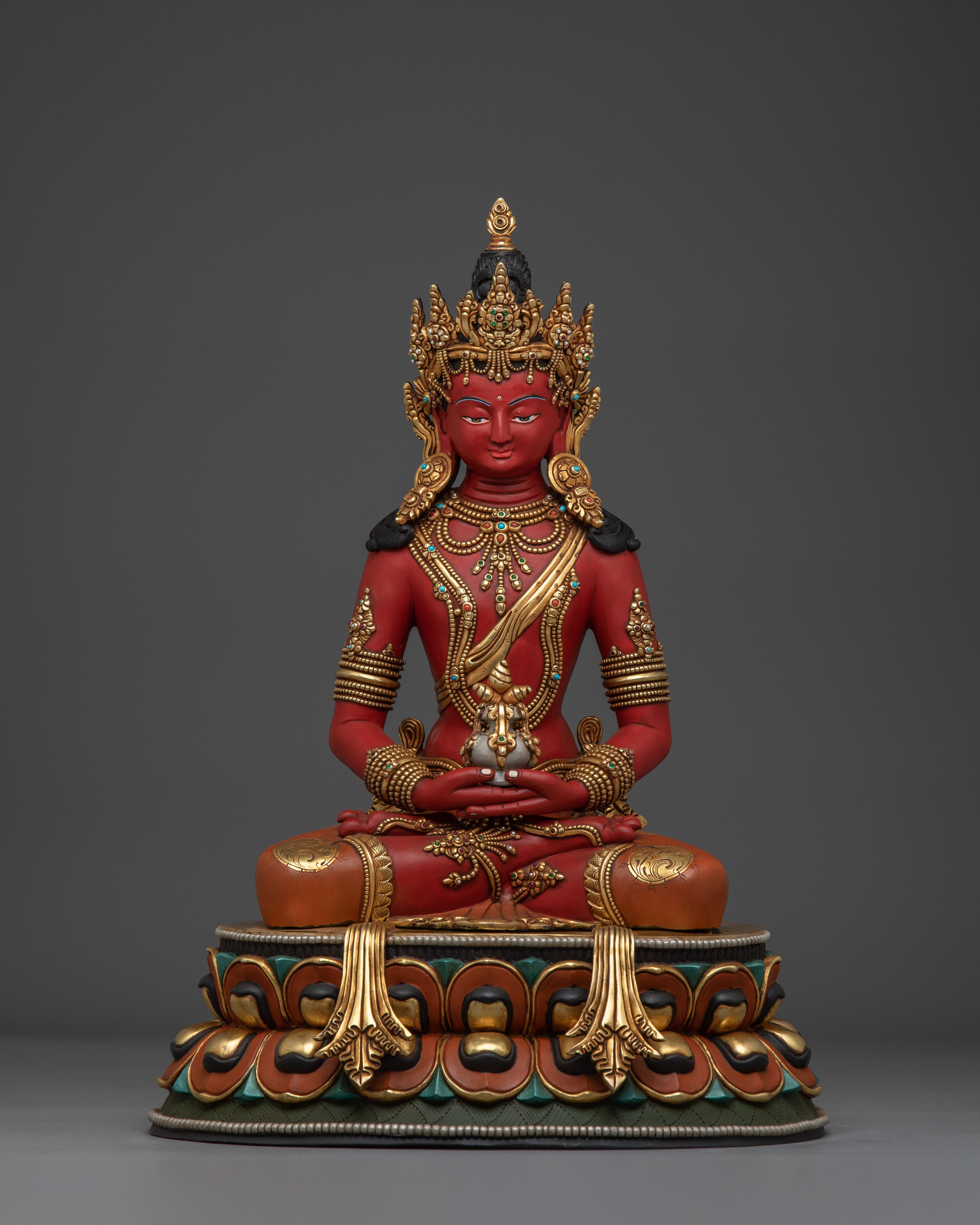 Red Amitayus Copper Statue