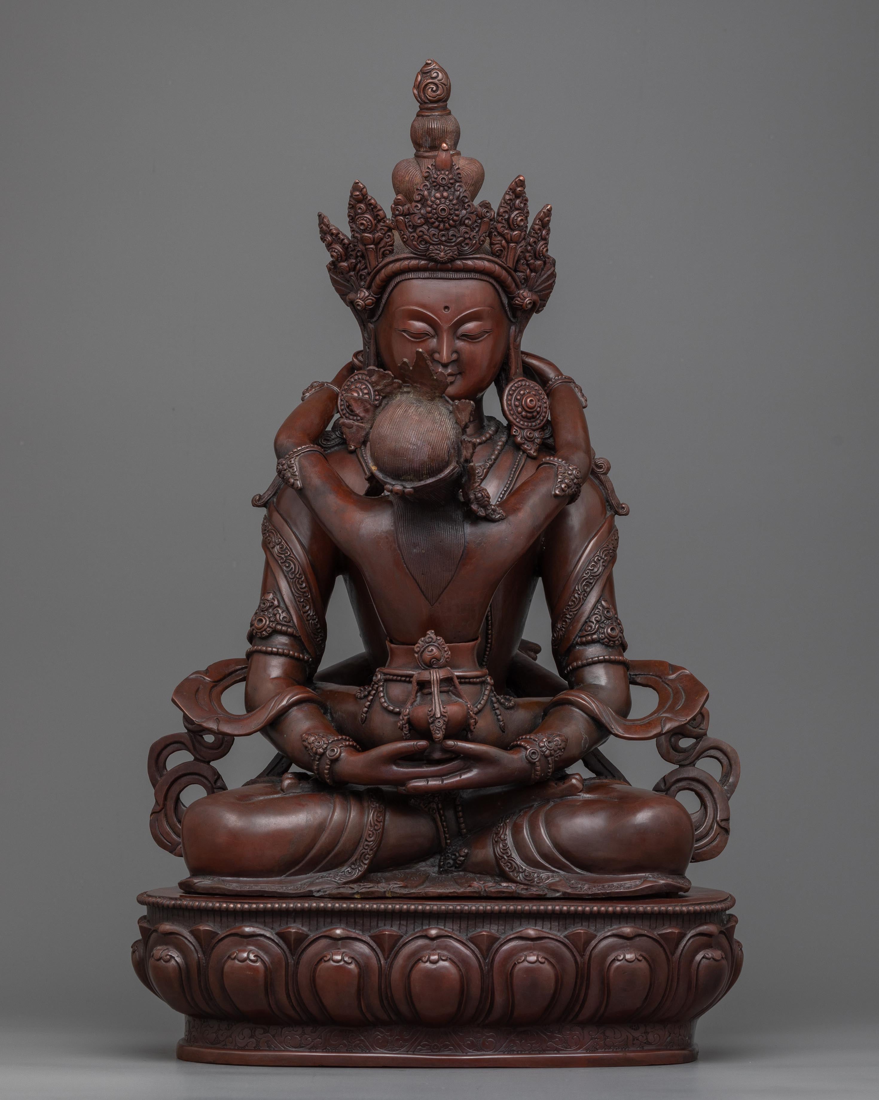 Yab Yum Tantric Practice in Sculpture | Amitayus and Tsendali Copper S