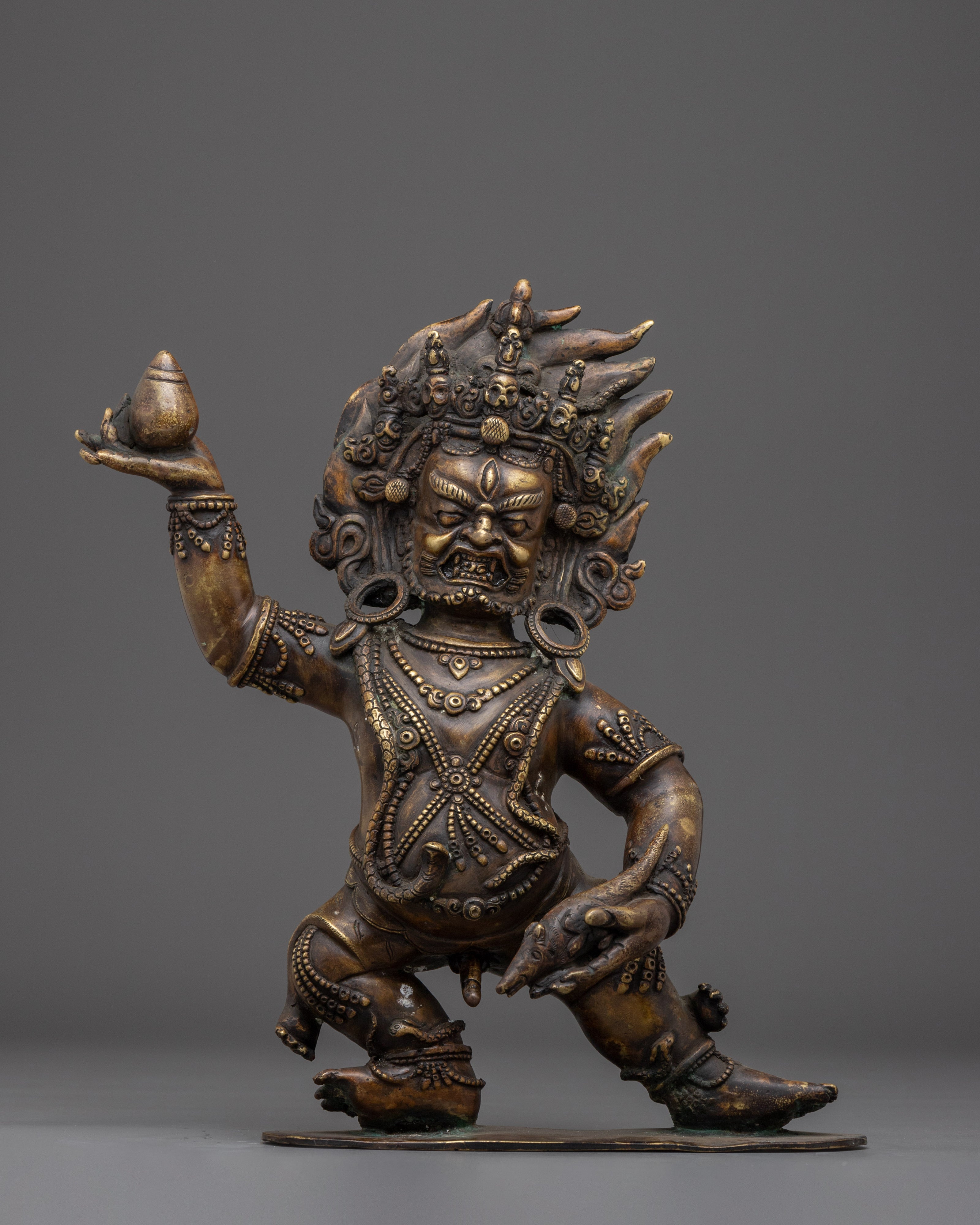 Black Dzambhala Statue: Buddhist Wealth Deity