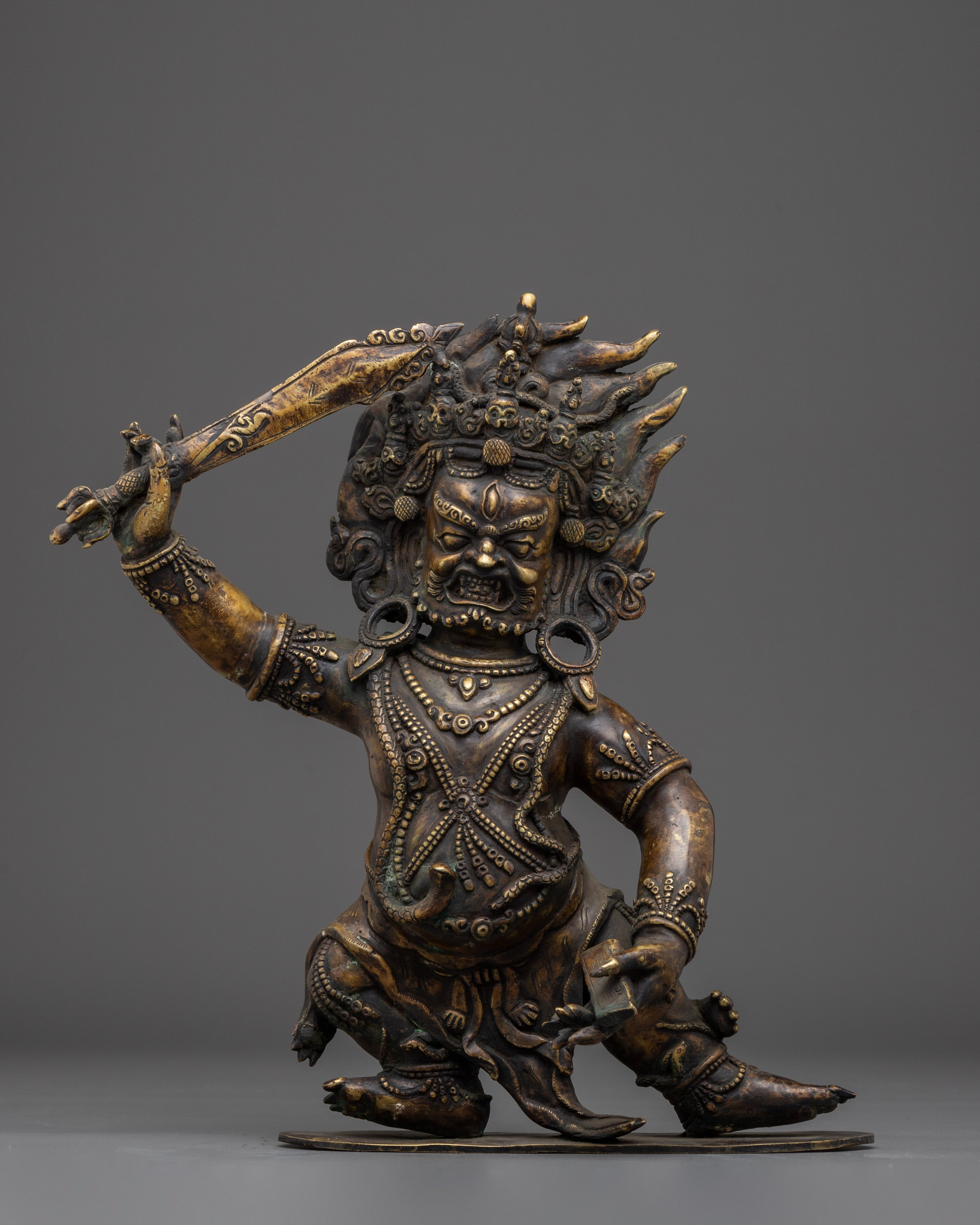Black Manjushri Statue in Oxidized Copper