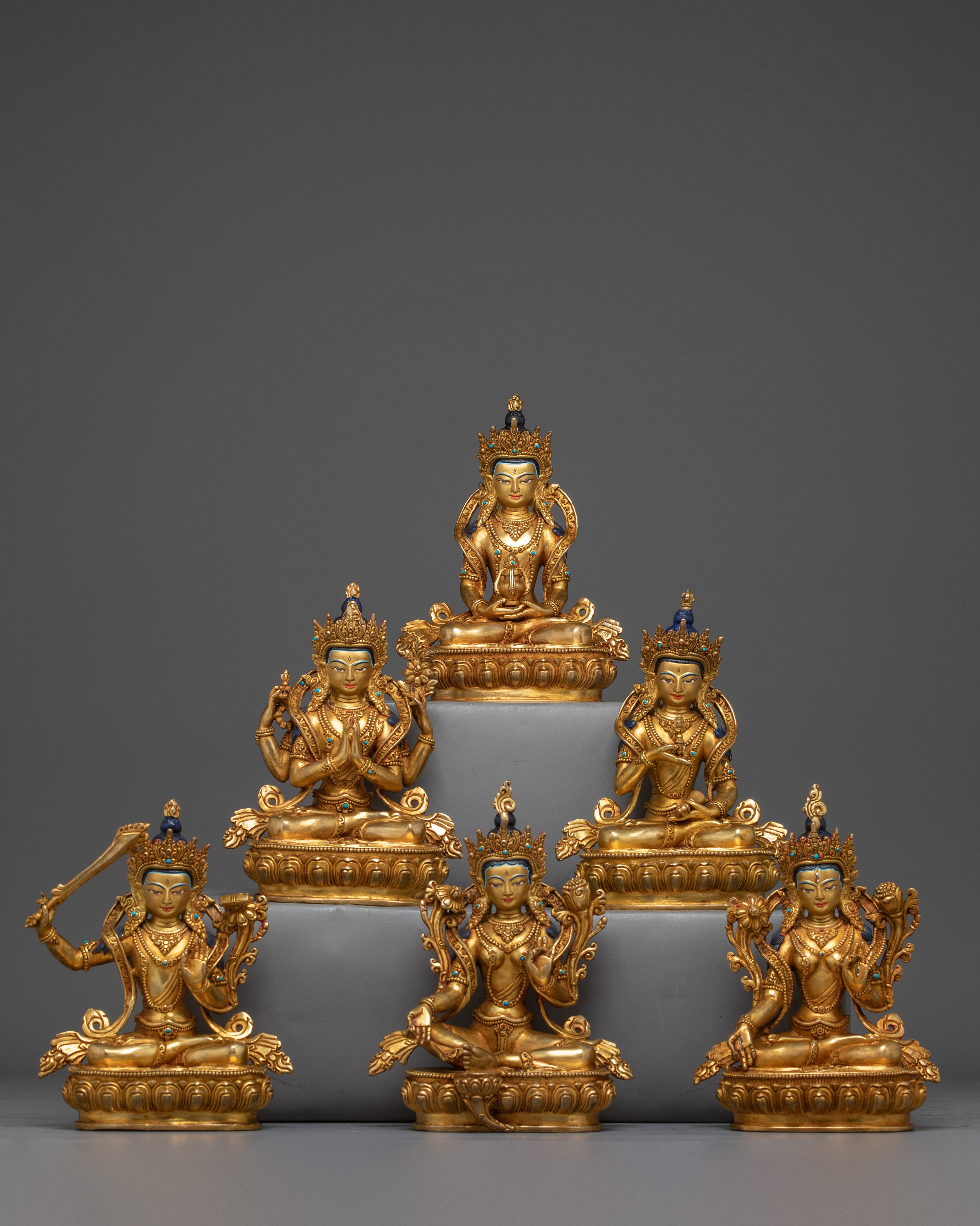 Golden Bodhisattva Statue Set: Six Enlightened Beings