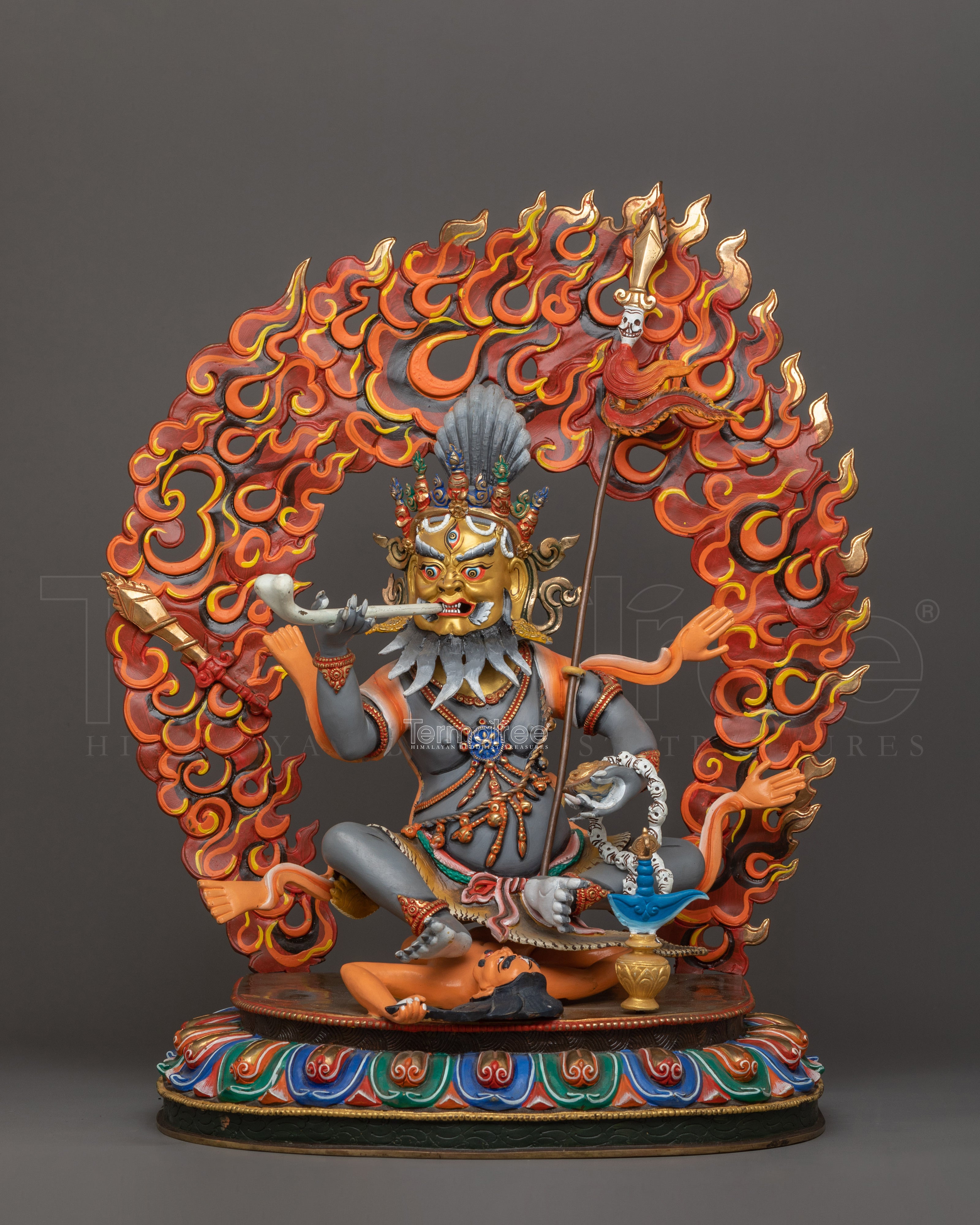 Beautiful Acrylic Painting Brahmanrupa Mahakala Statue | The Protector in Brahmin Form