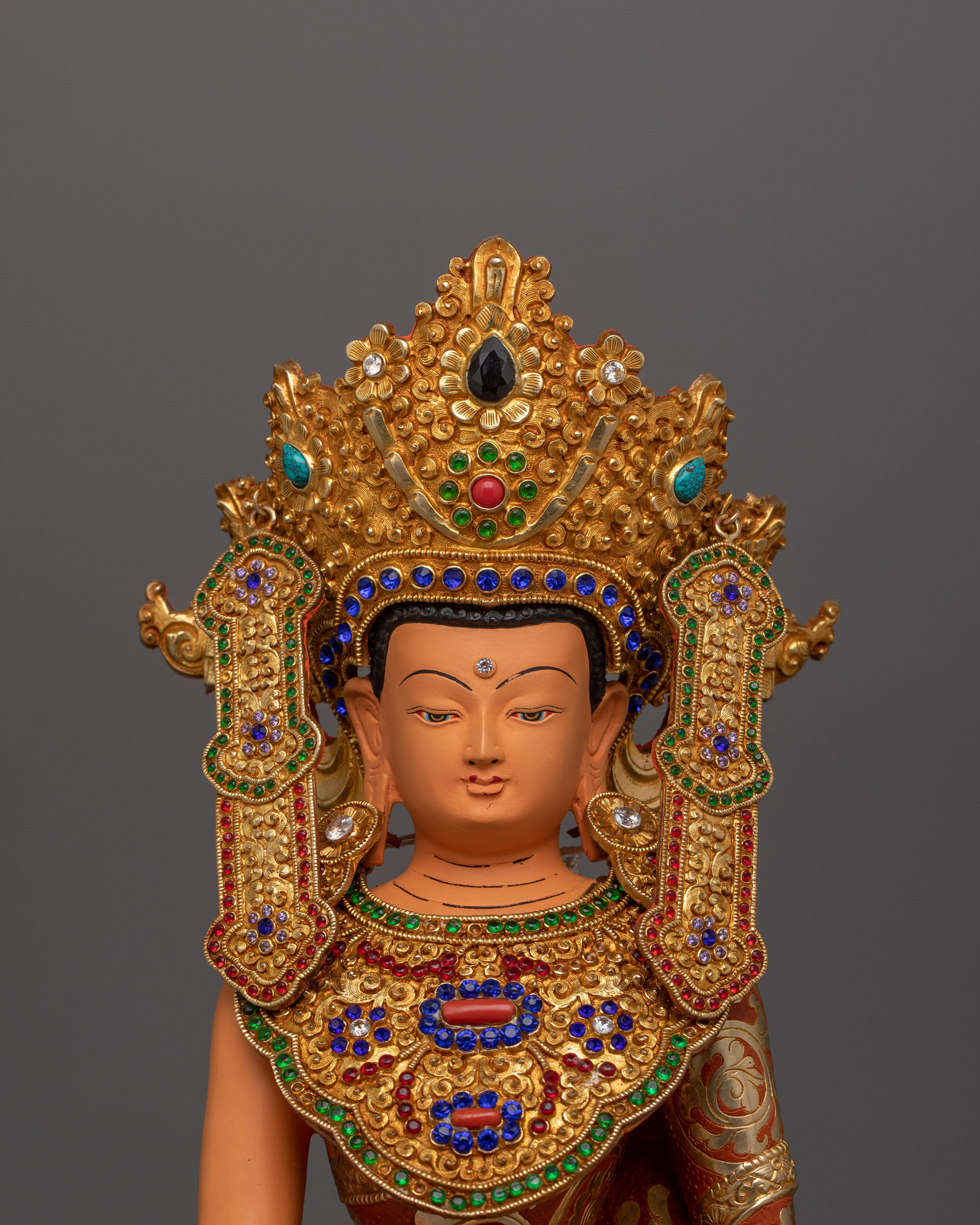 Majestic Representation of Tranquil Crown Shakyamuni Buddha | Buddha’s Royal Grace