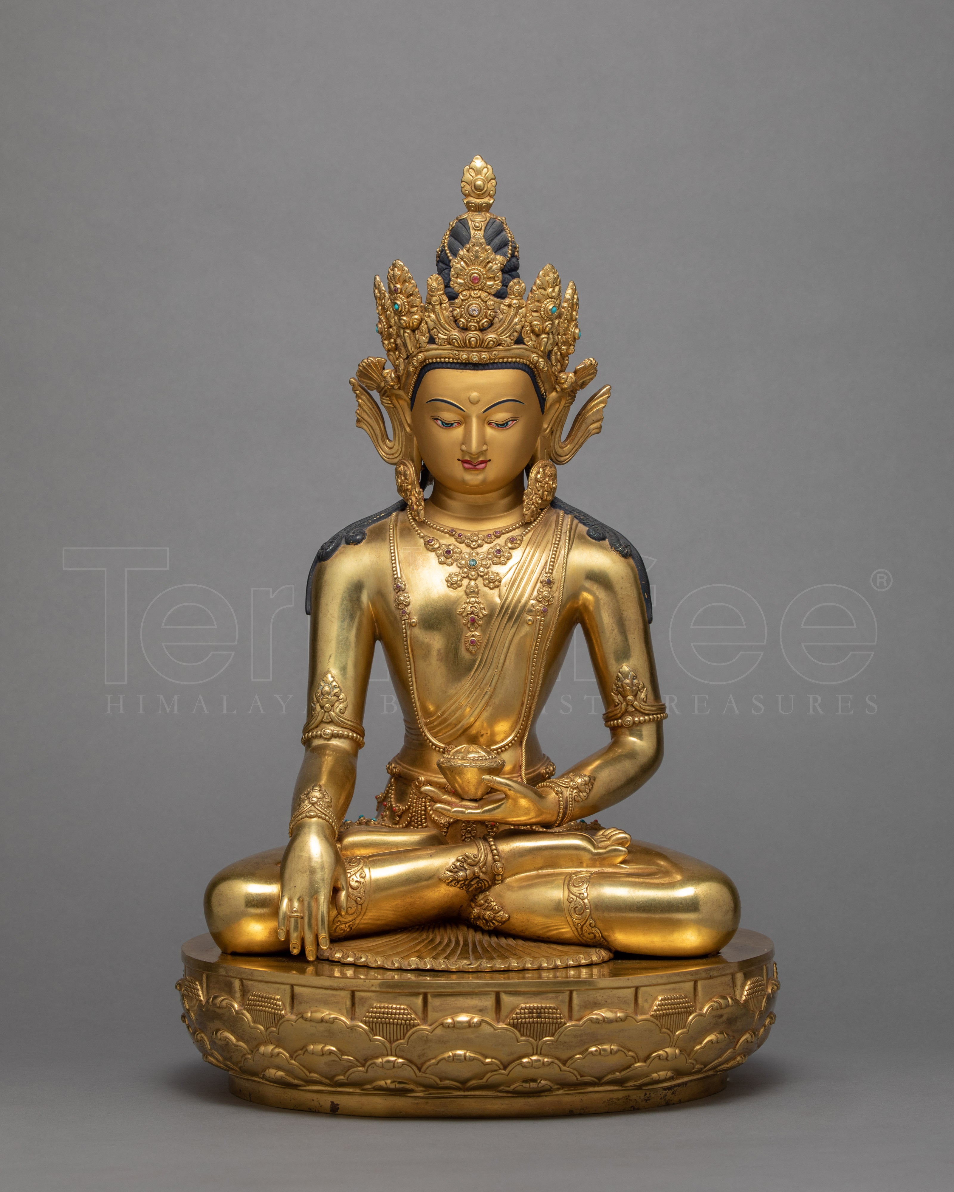 Crowned Shakyamuni Buddha Statue | Sambhogakaya Form | Buddhist Tantric Tradition