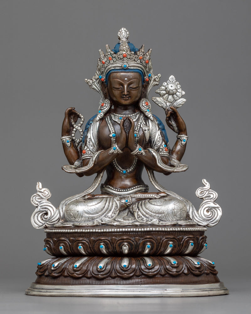 chenrezig-chocolate oxidized statue