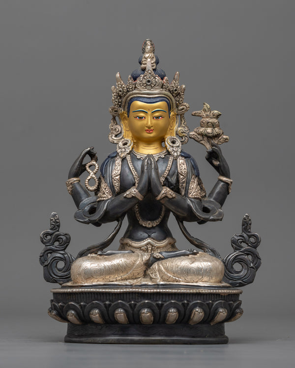 silver-plated-chenrezig-figurine