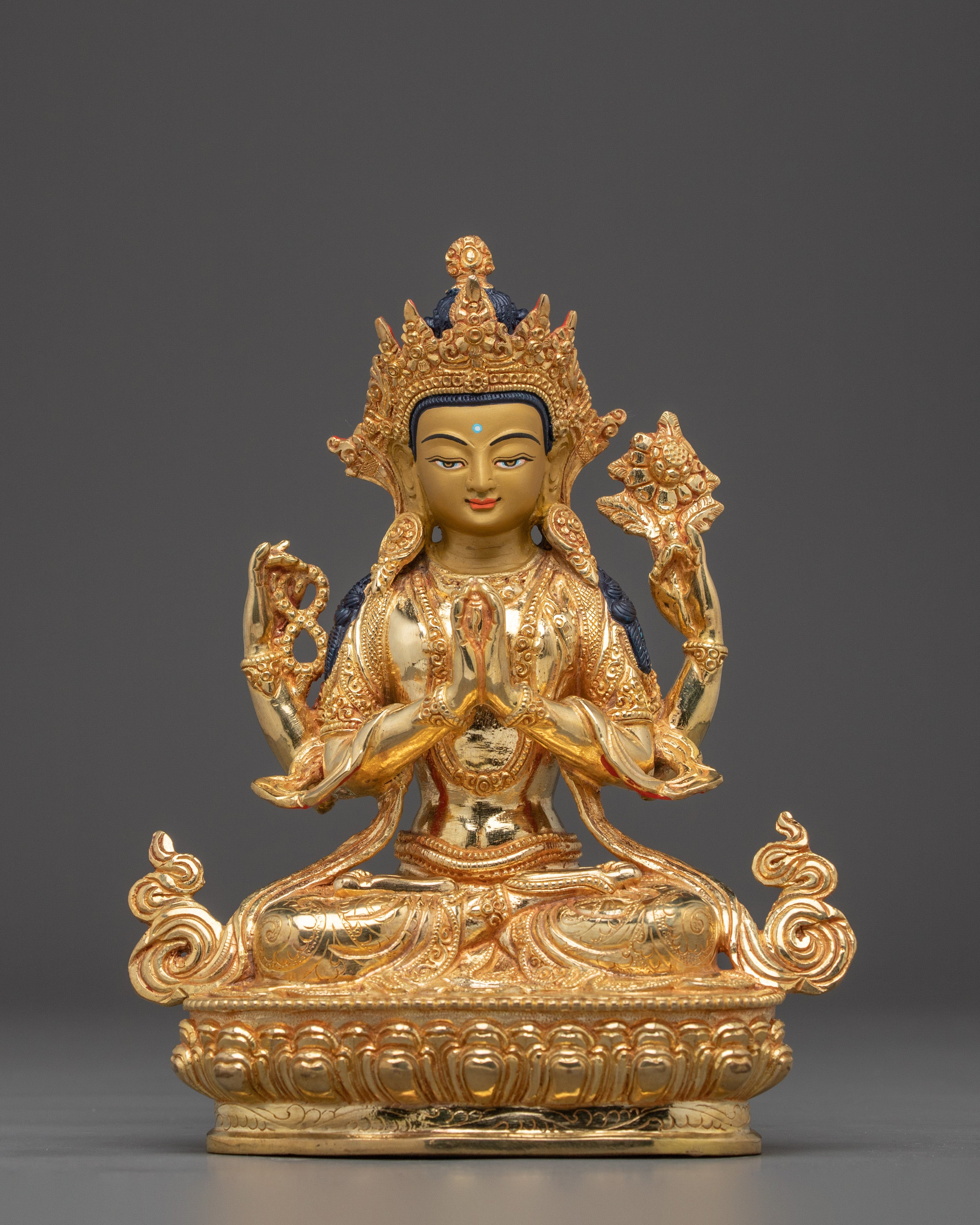 Golden Chenrezig Copper Art