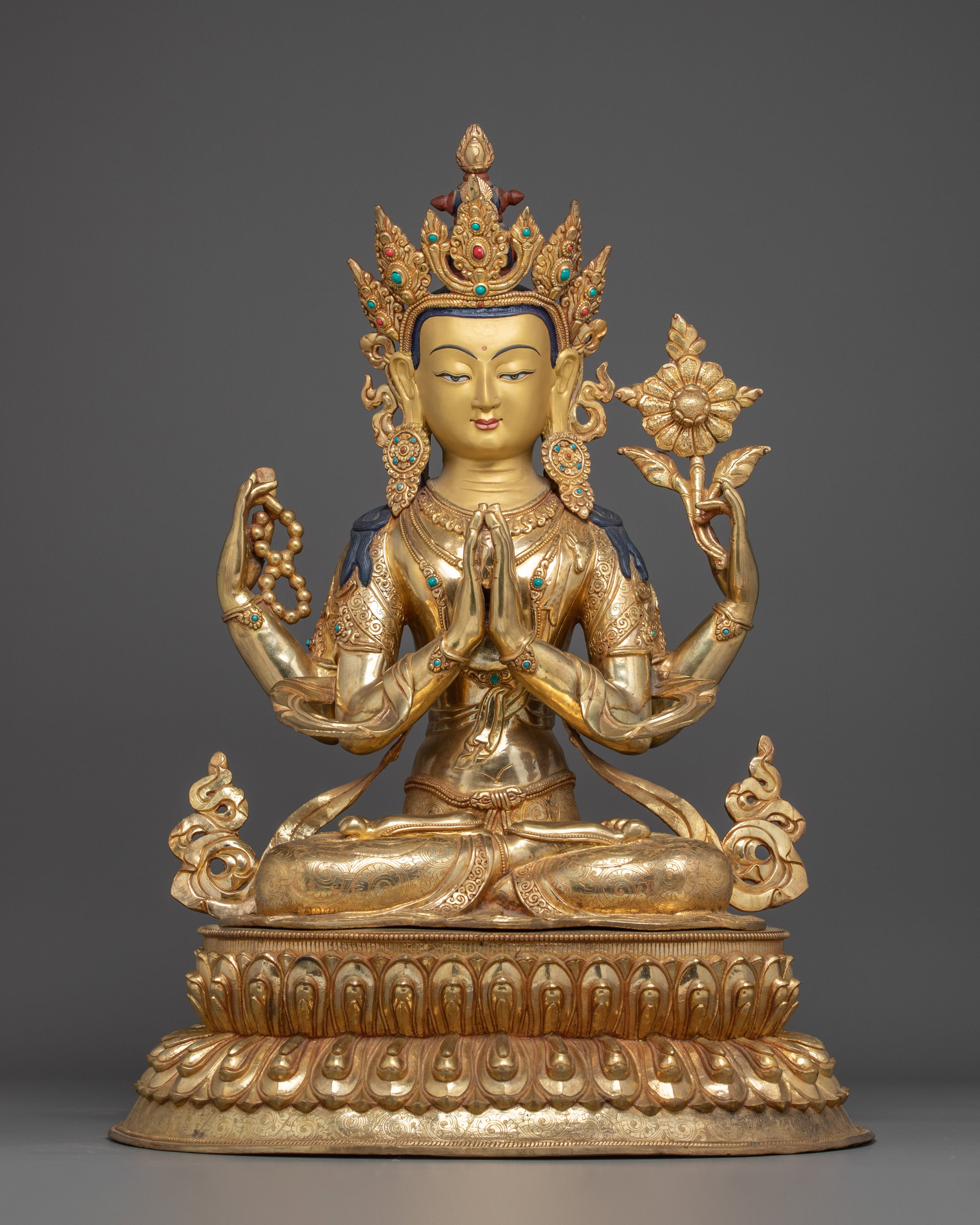 Golden Sculpture of Chenrezig