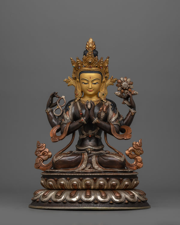 Meditating Deity Chenrezig Sculpture