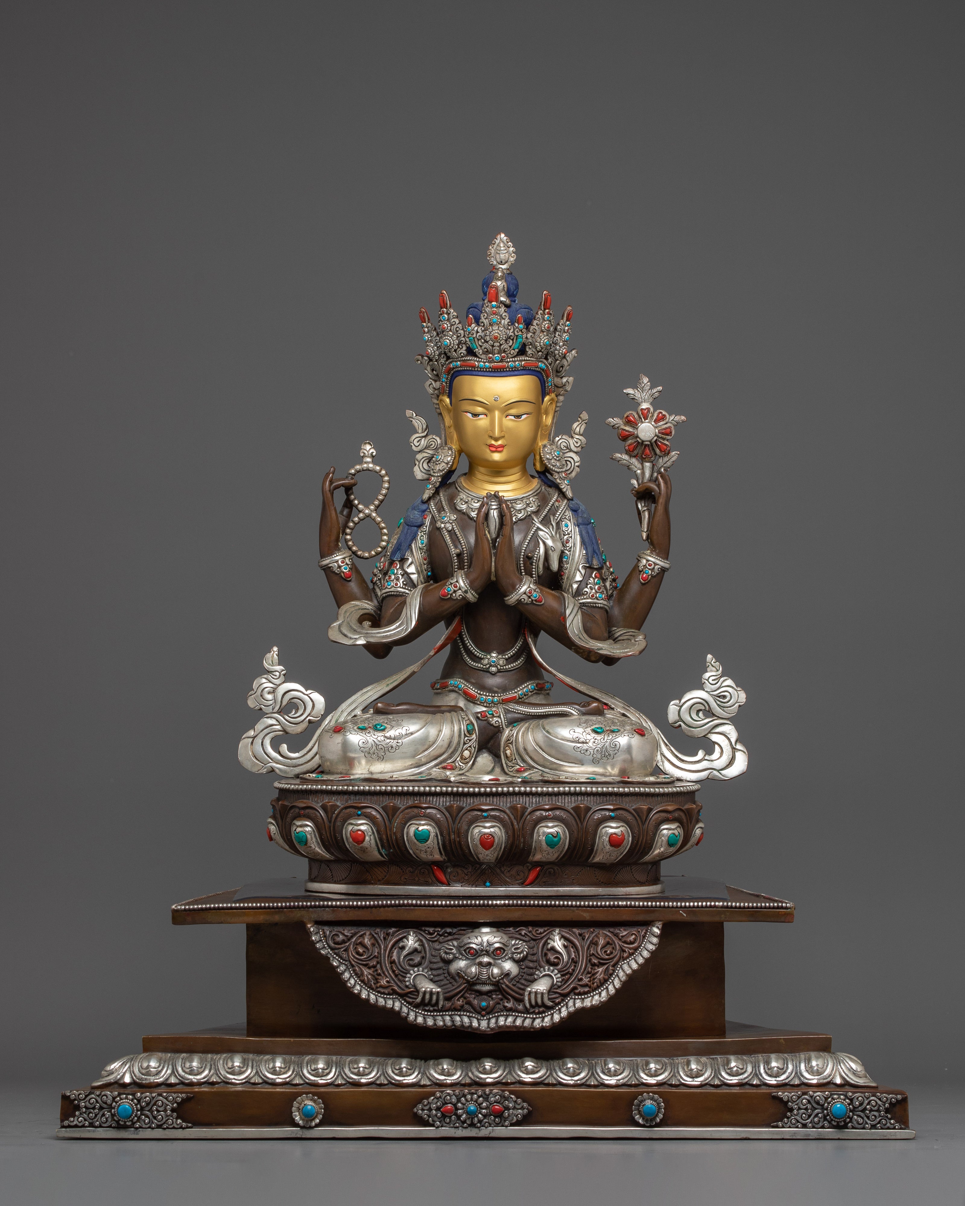 Compassionate Avalokiteshvara "Chenrezig"  Copper Statue
