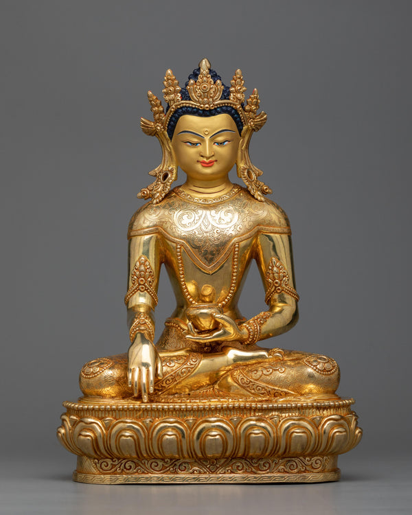 crown-shakyamuni-buddha-gilt statue