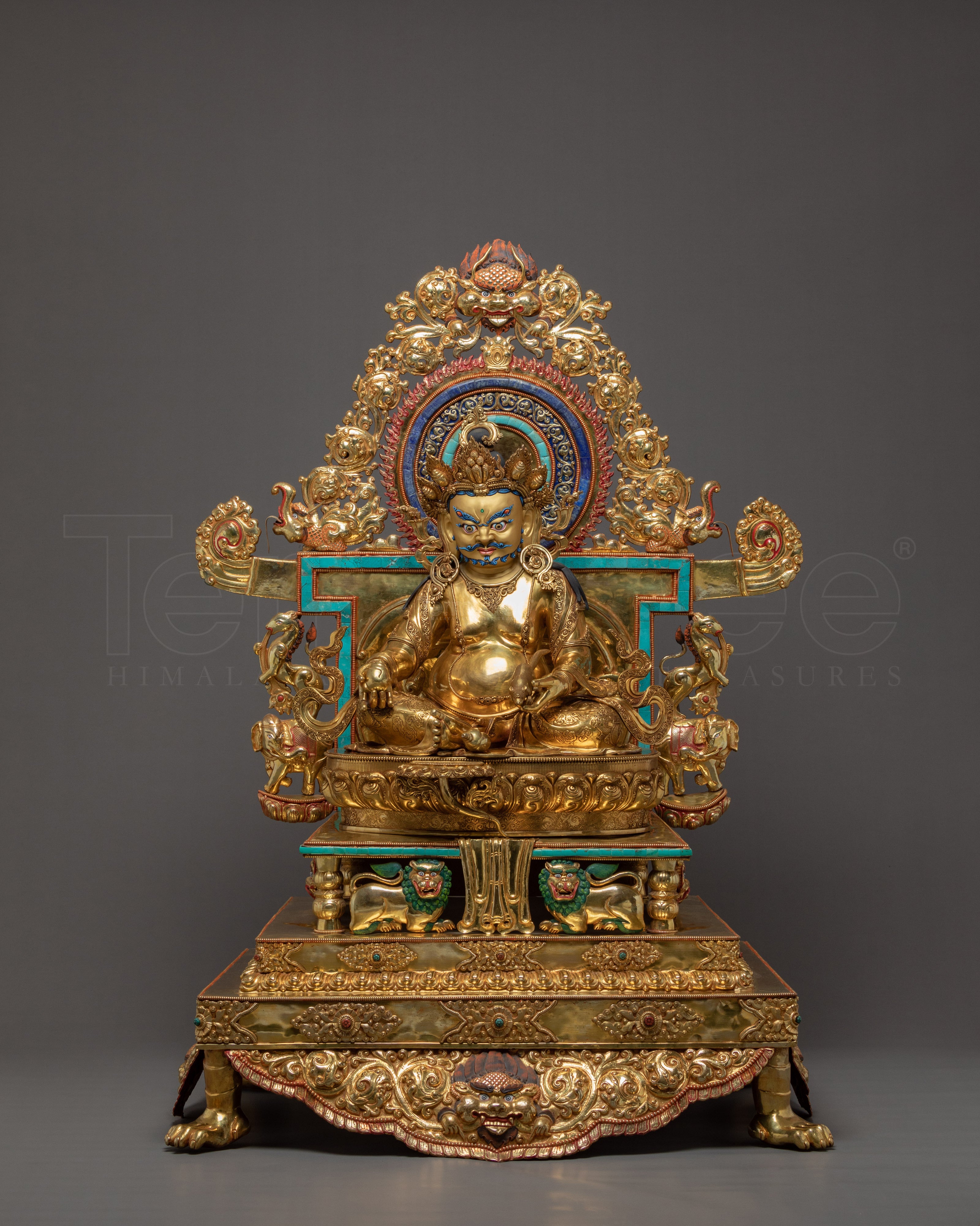 Magnificently Hand Curated Life Size Statue of Dzambhala, The Wealth Deity