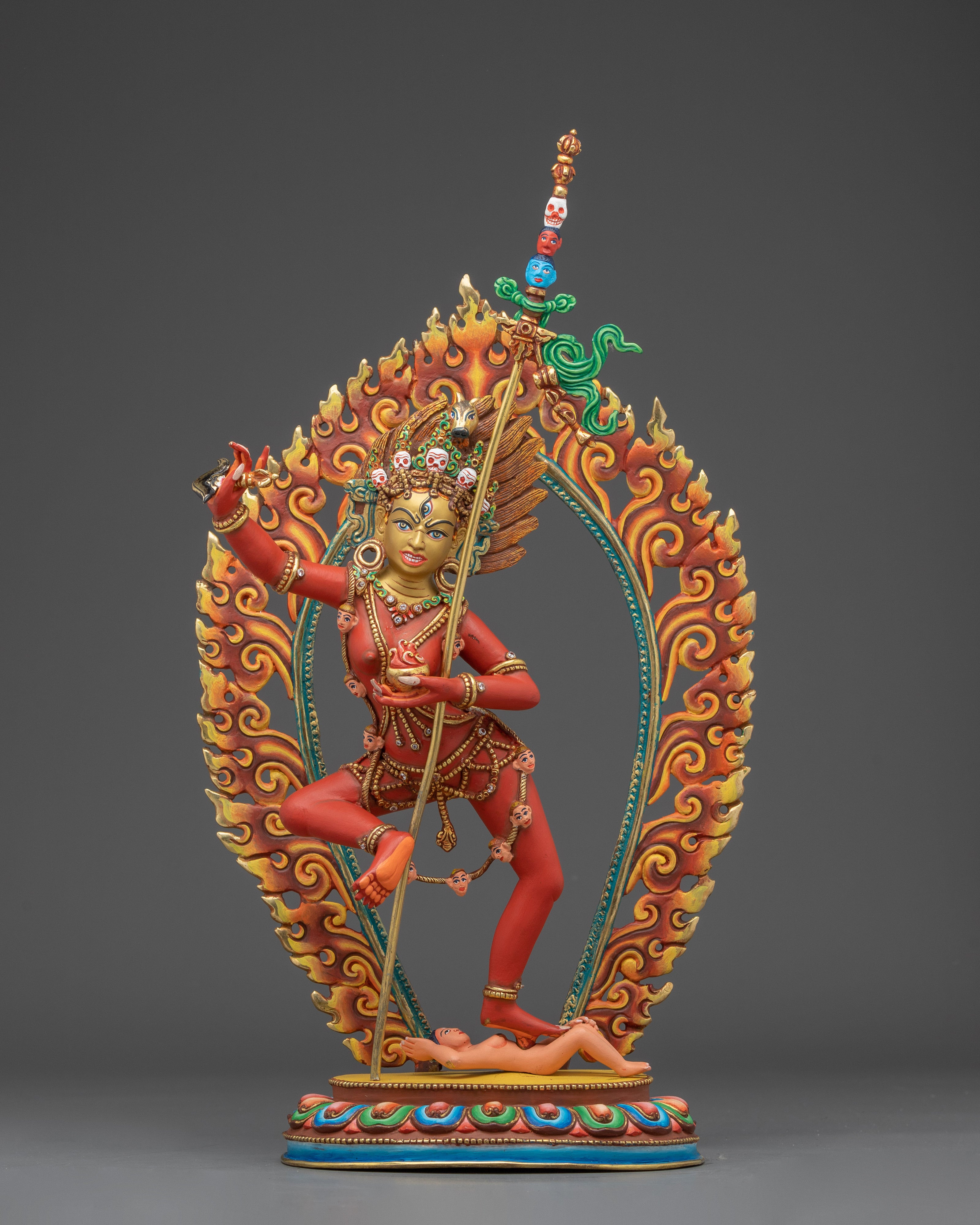  Dorje Phagmo Copper Statue with Gold & Acrylic Detailing