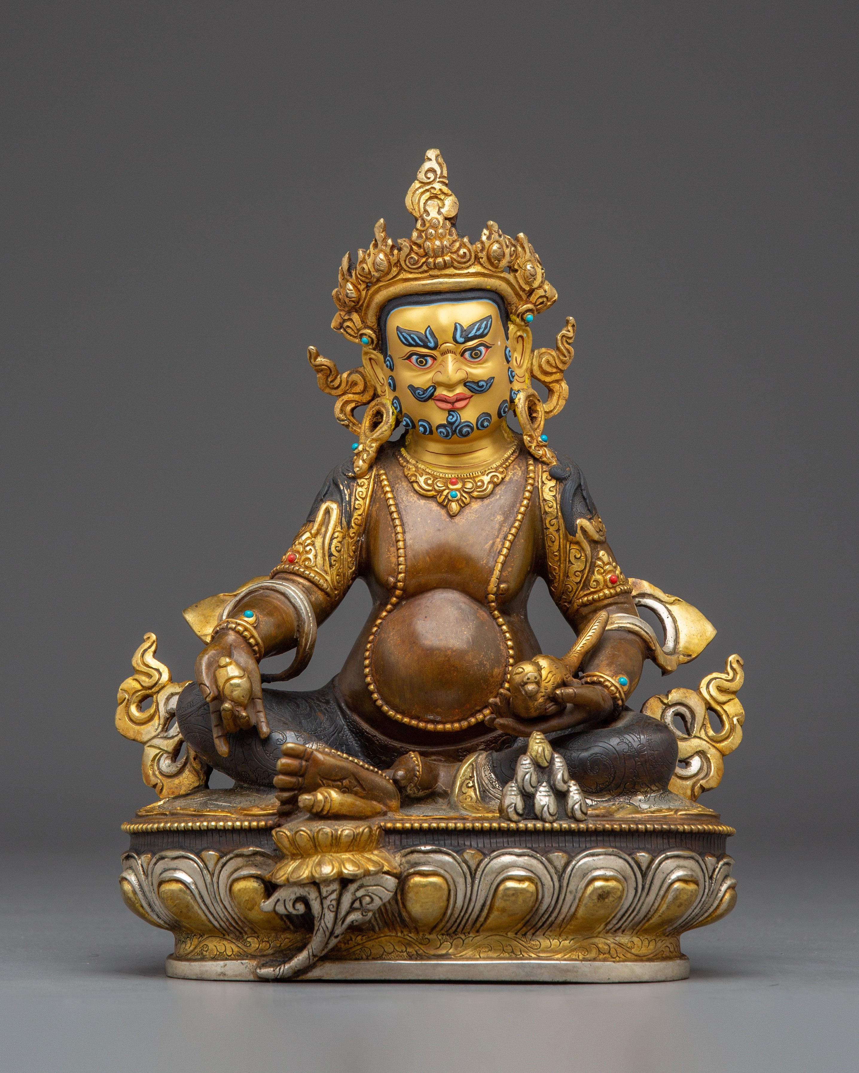 24K Gold Dzambhala Copper Statue