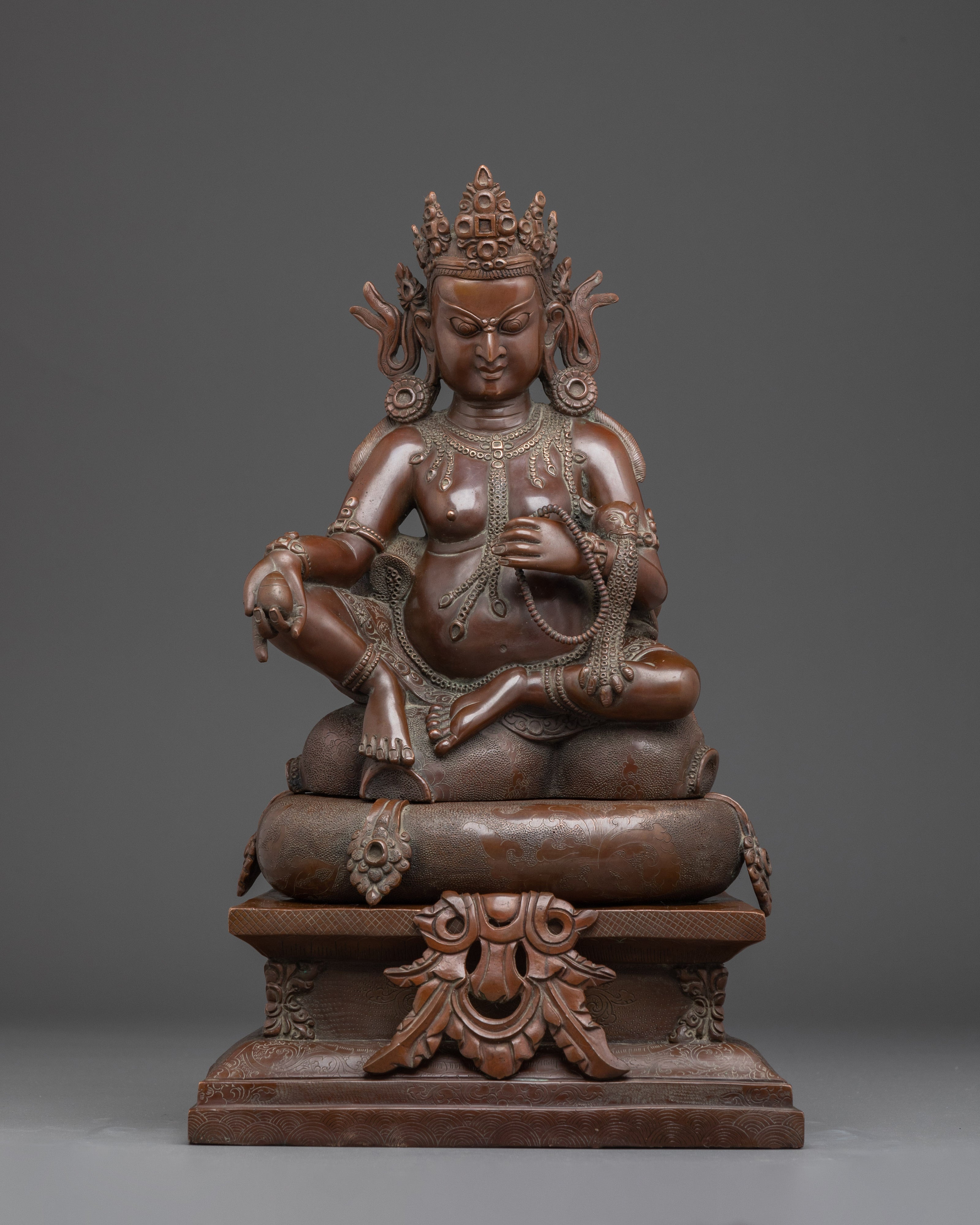 Oxidized Copper Dzambhala Statue 