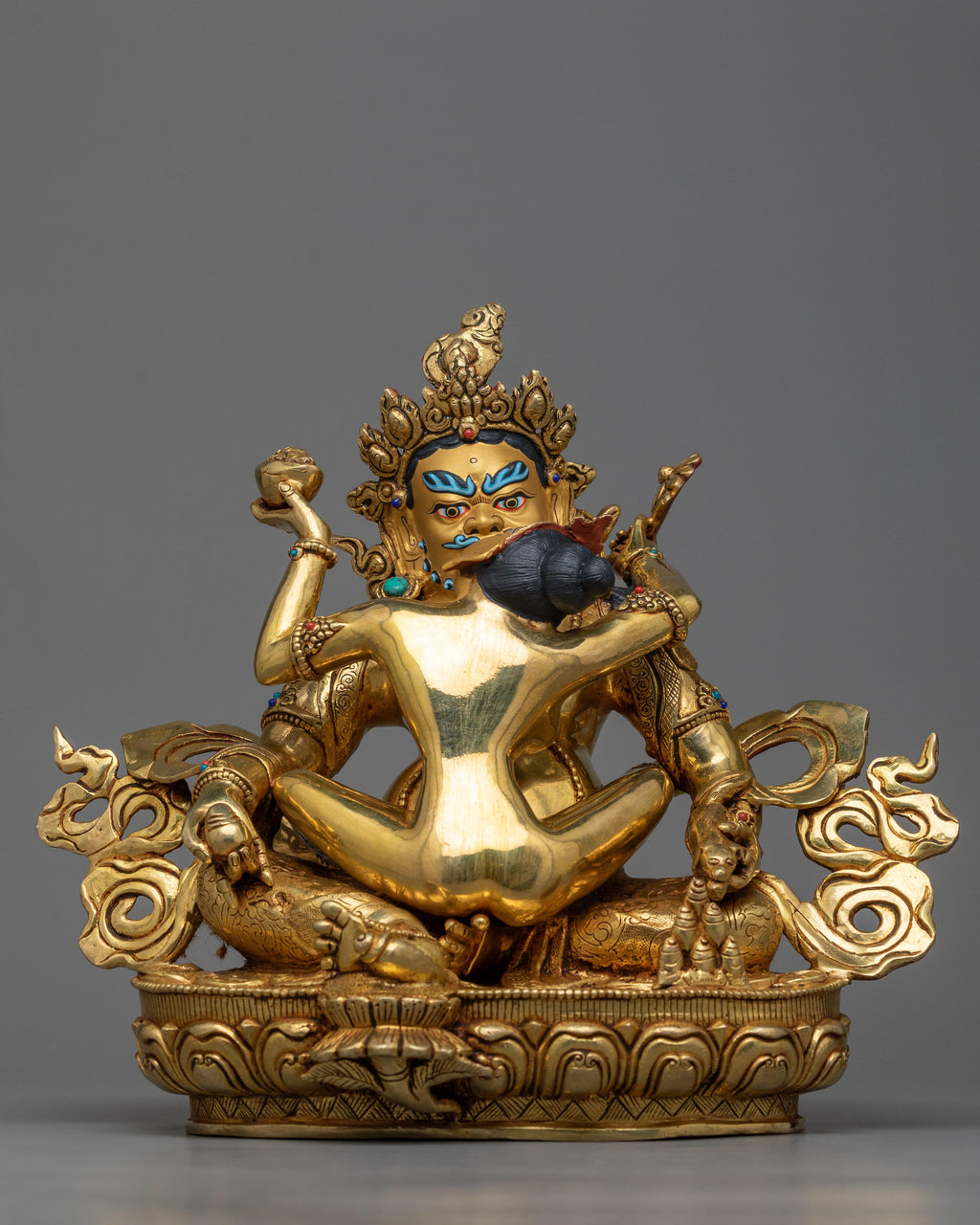 Dzambhala with Consort Sculpture | Symbol of Prosperity and Harmony