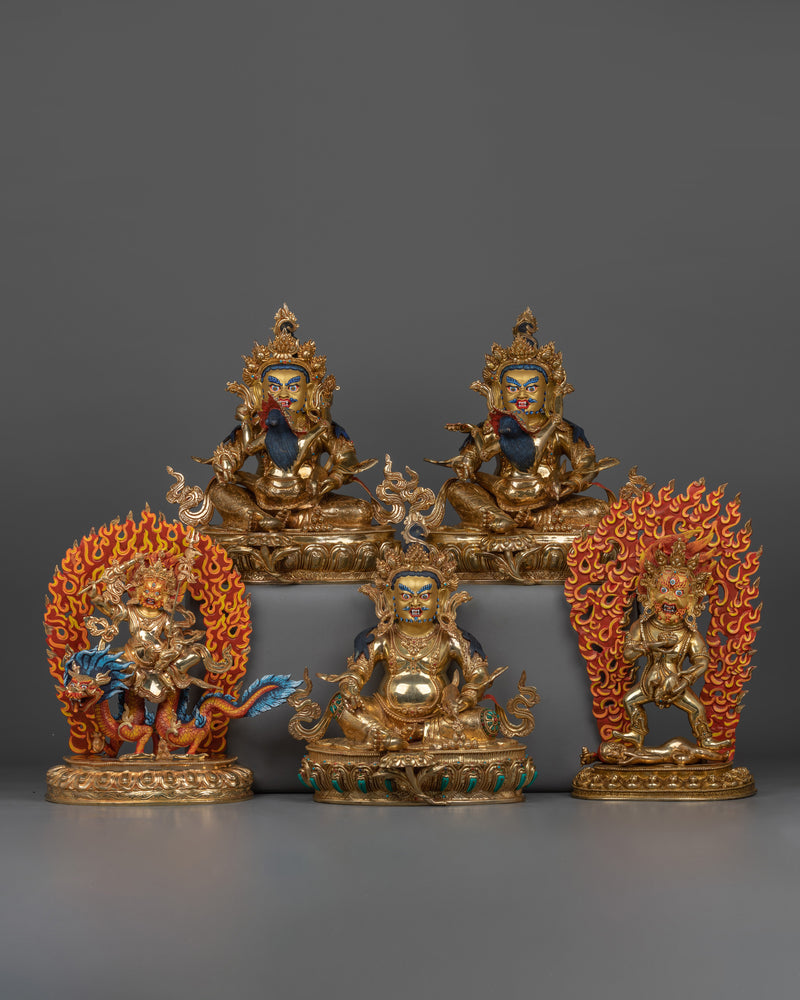 Handcrafted Statue of 5 Dzambhala Set | A Collection of Dzambhala Statues