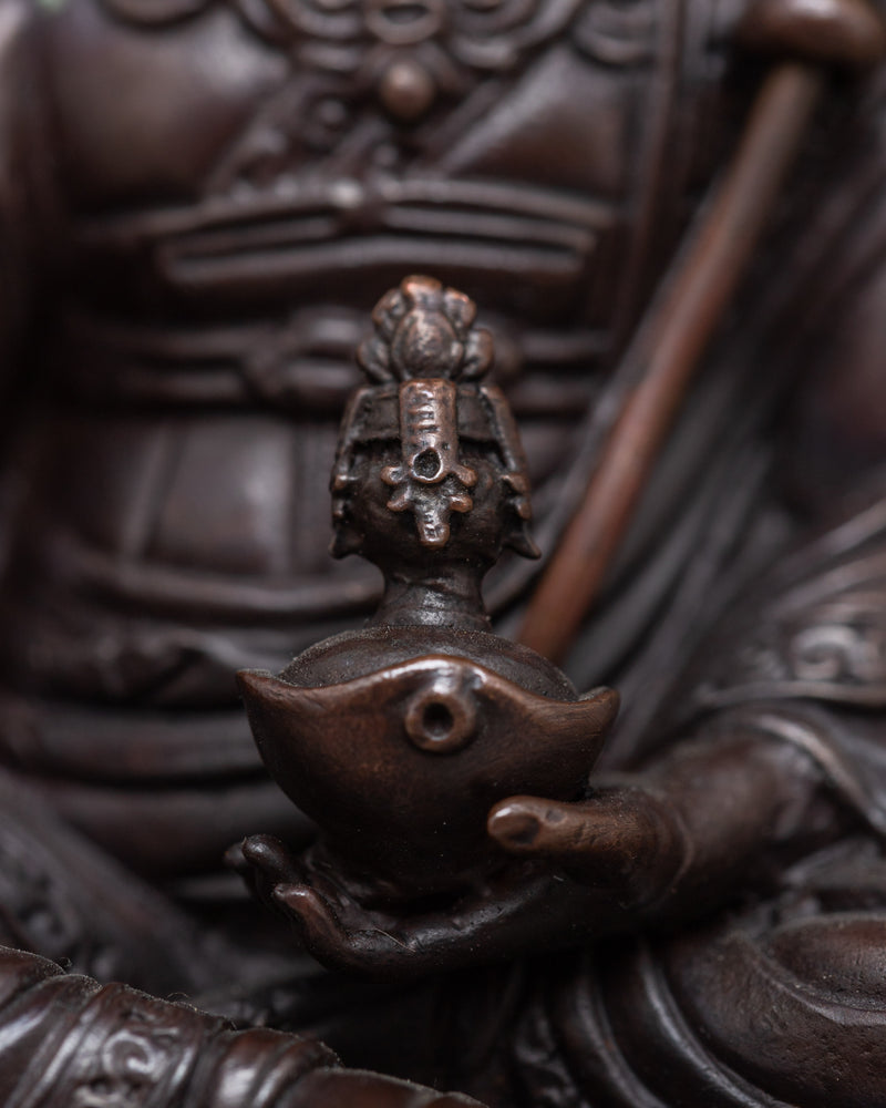 Small Scale Guru Rinpoche Statue | Oxidized Copper Statuette