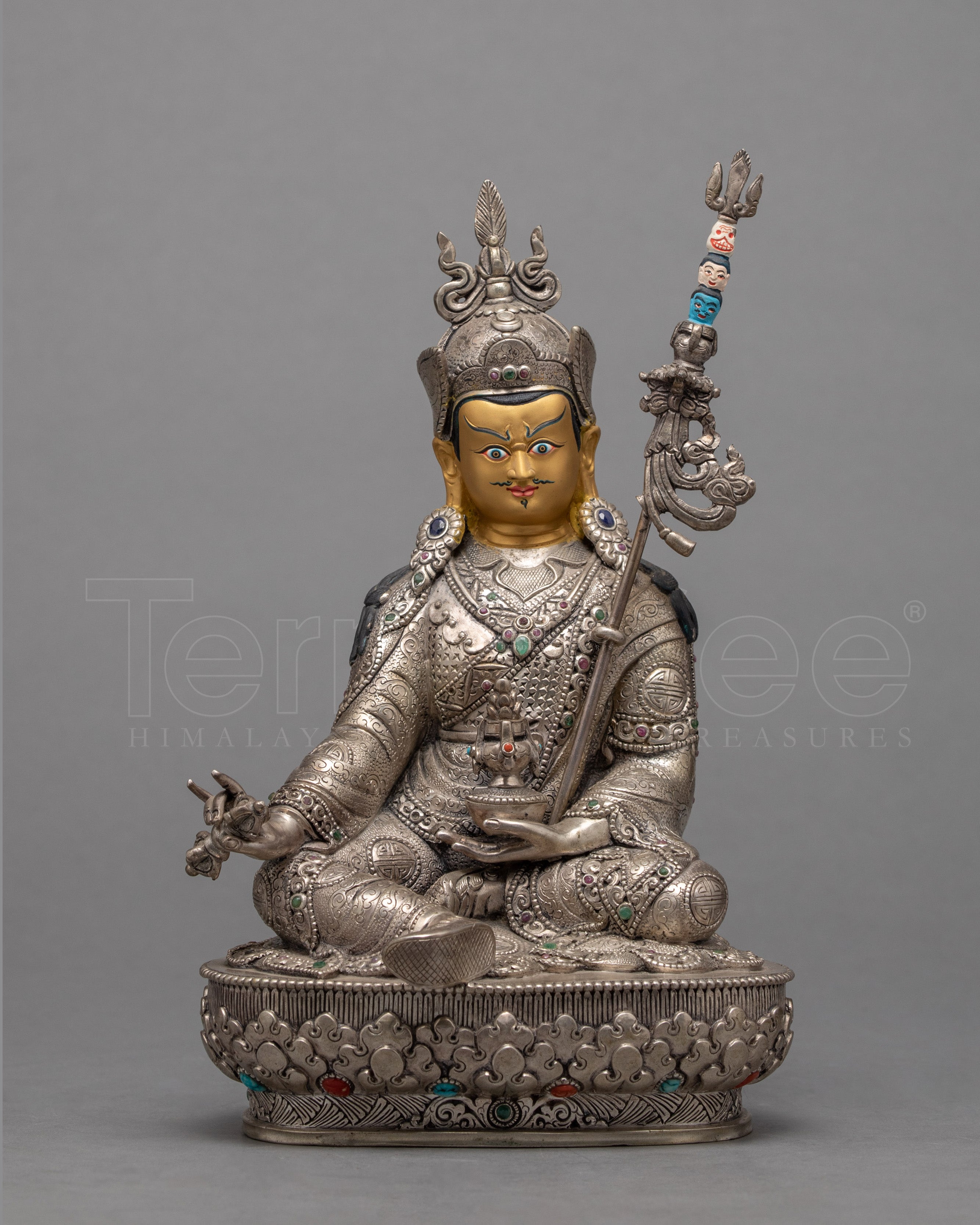 Guru Padmasambhava in Silver Body | Silver Statue | Guru Rinpoche
