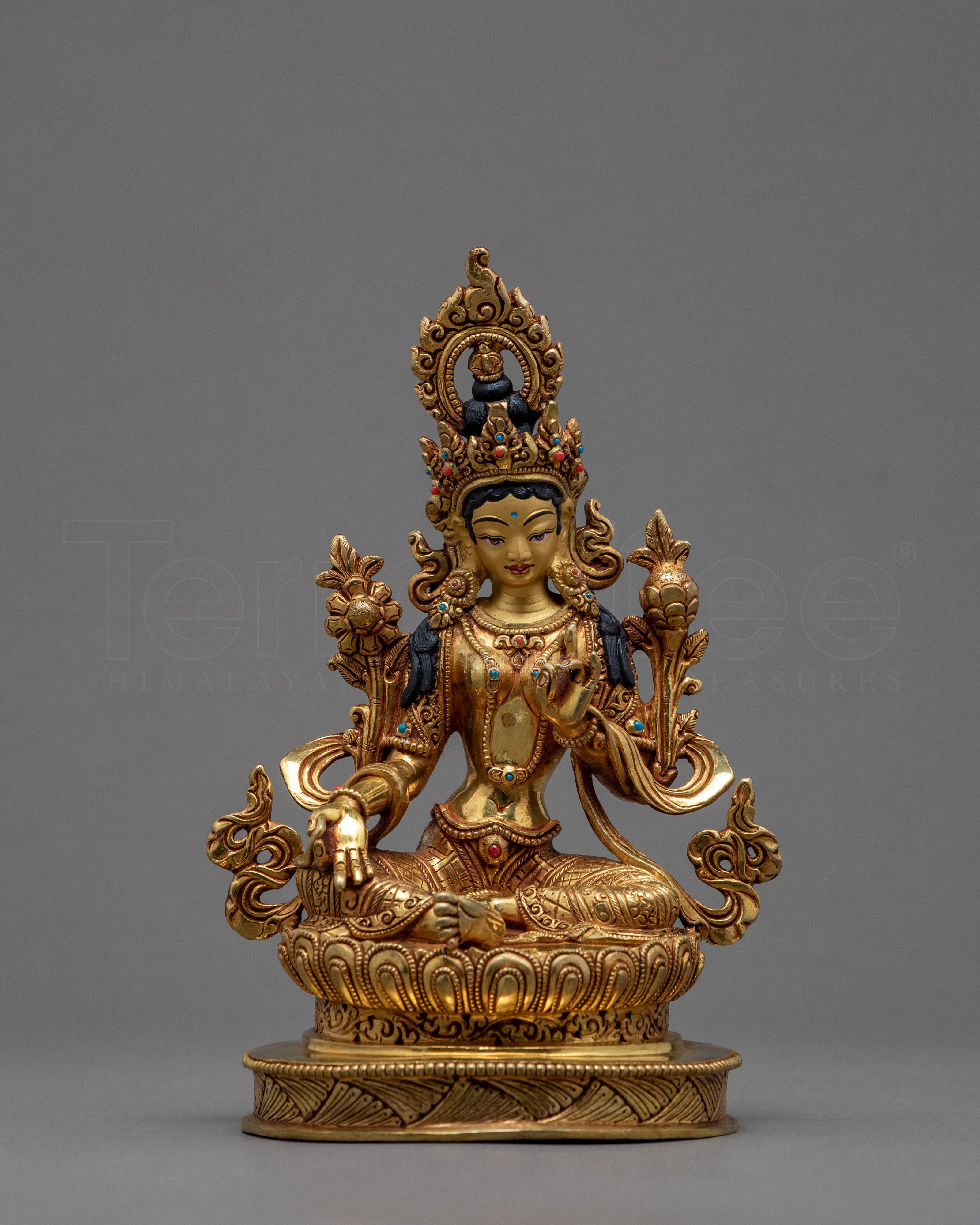 Green Tara Sculpture | Fully Enlightened Female Buddha | Deity Statue